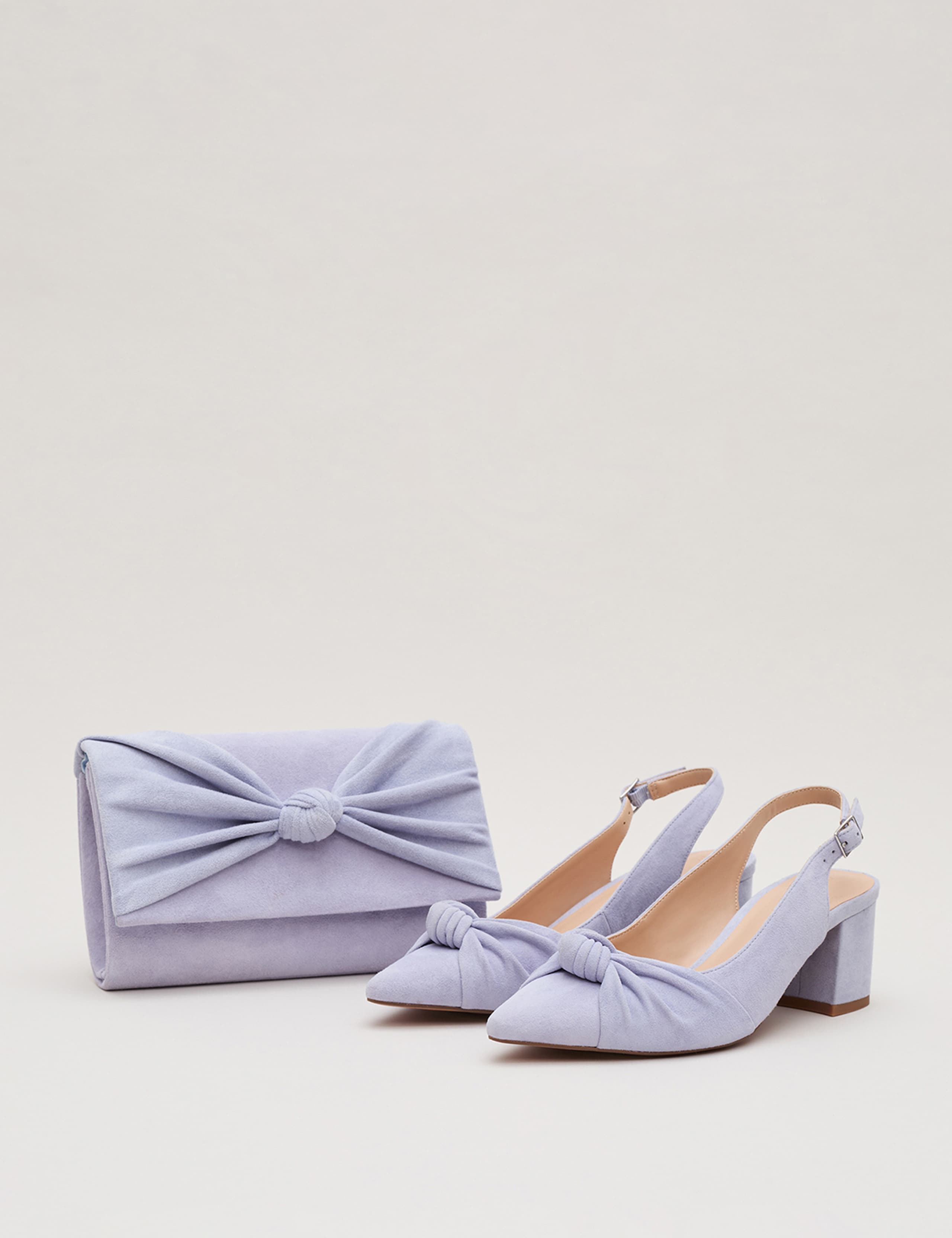 Leather Knot Block Heel Pointed Court Shoes 9 of 9