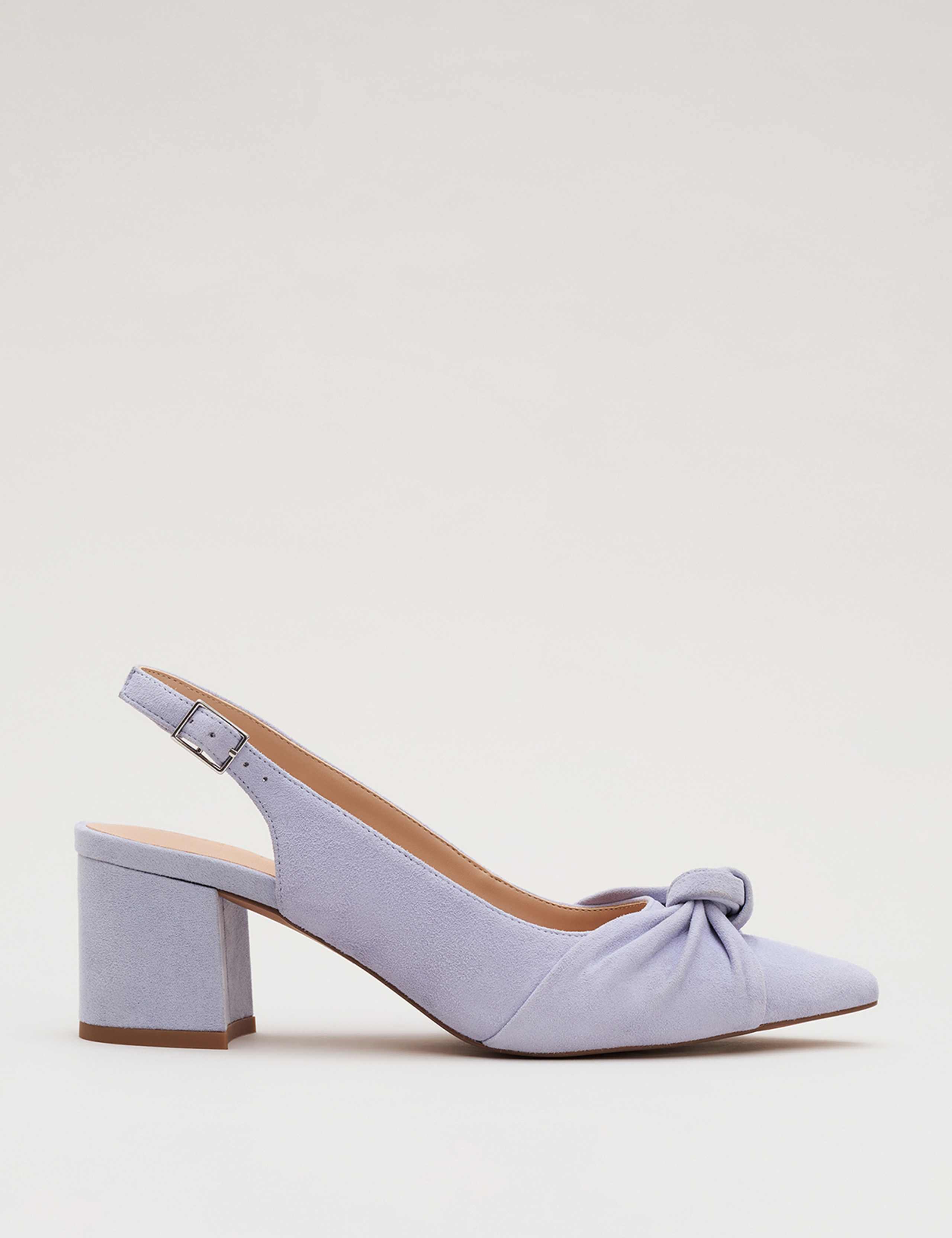 Leather Knot Block Heel Pointed Court Shoes 2 of 9