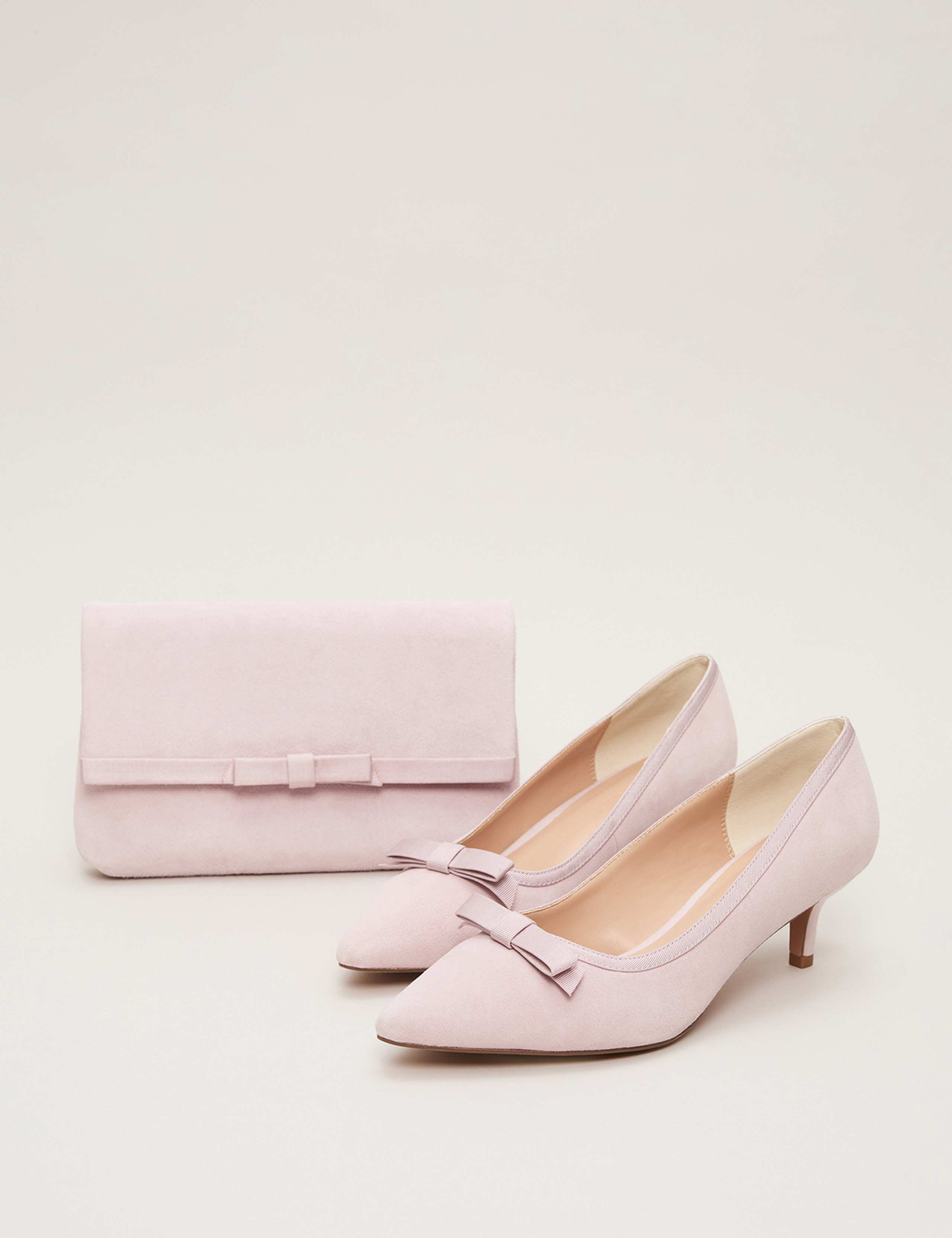 Suede Bow Kitten Heel Court Shoes 9 of 9