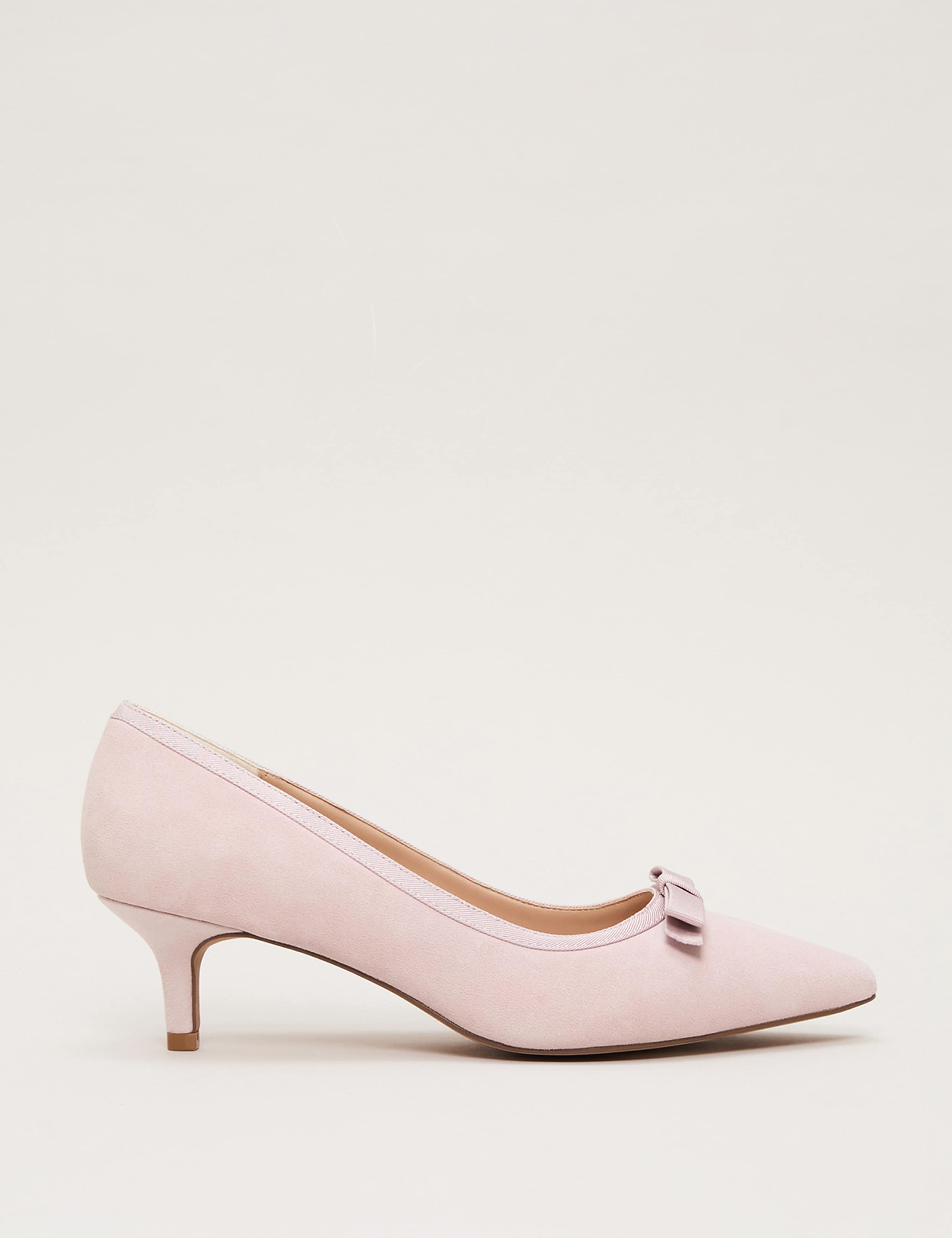 Suede Bow Kitten Heel Court Shoes 2 of 9