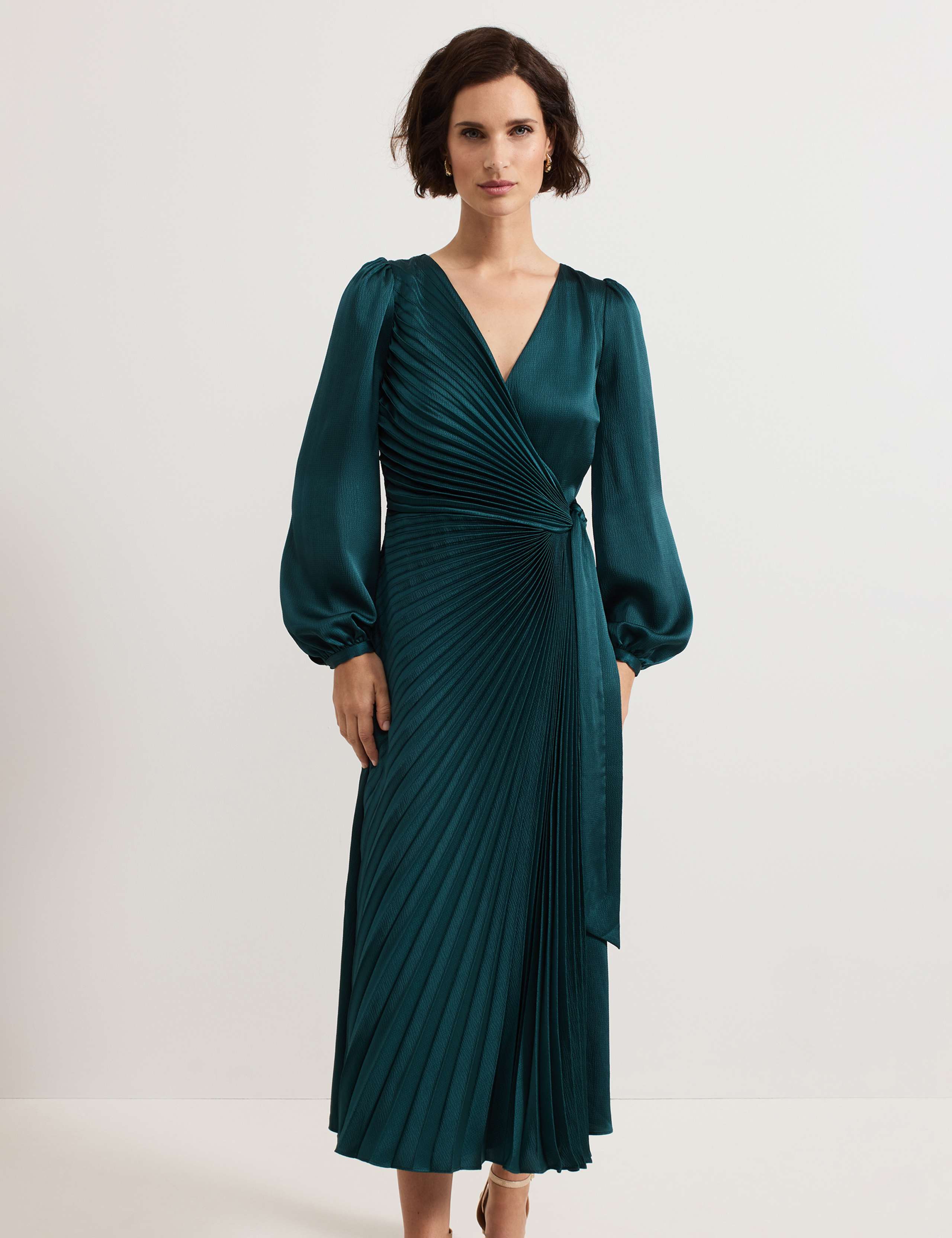 Pleated Tie Waist Midi Wrap Dress 4 of 7