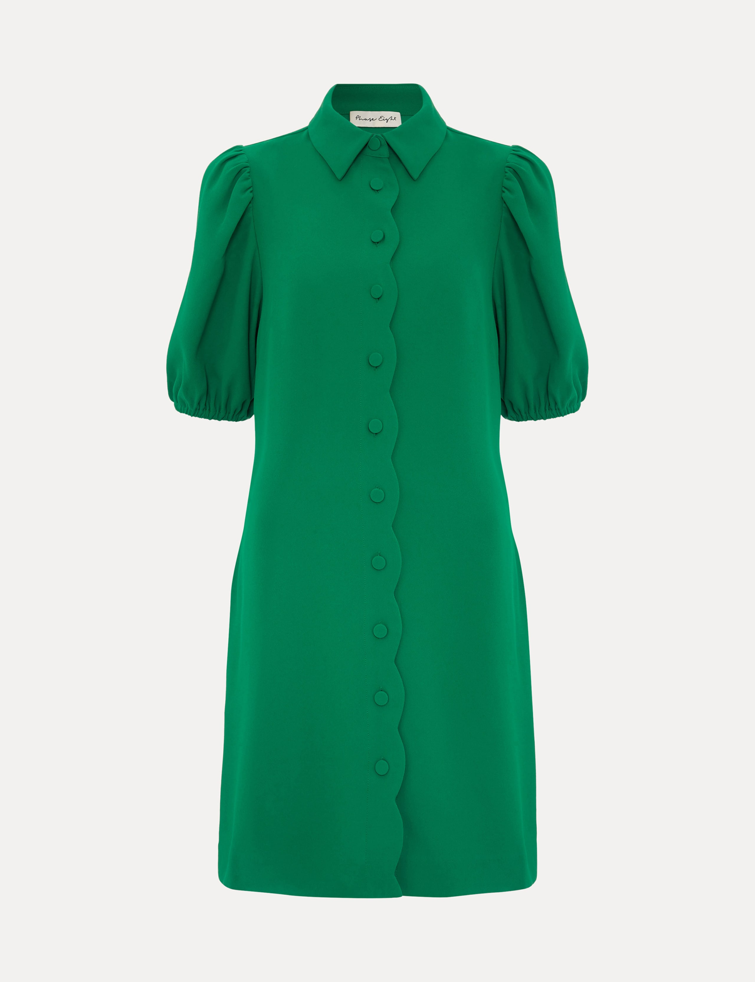 Scallop Detail Mini Shirt Dress 2 of 6