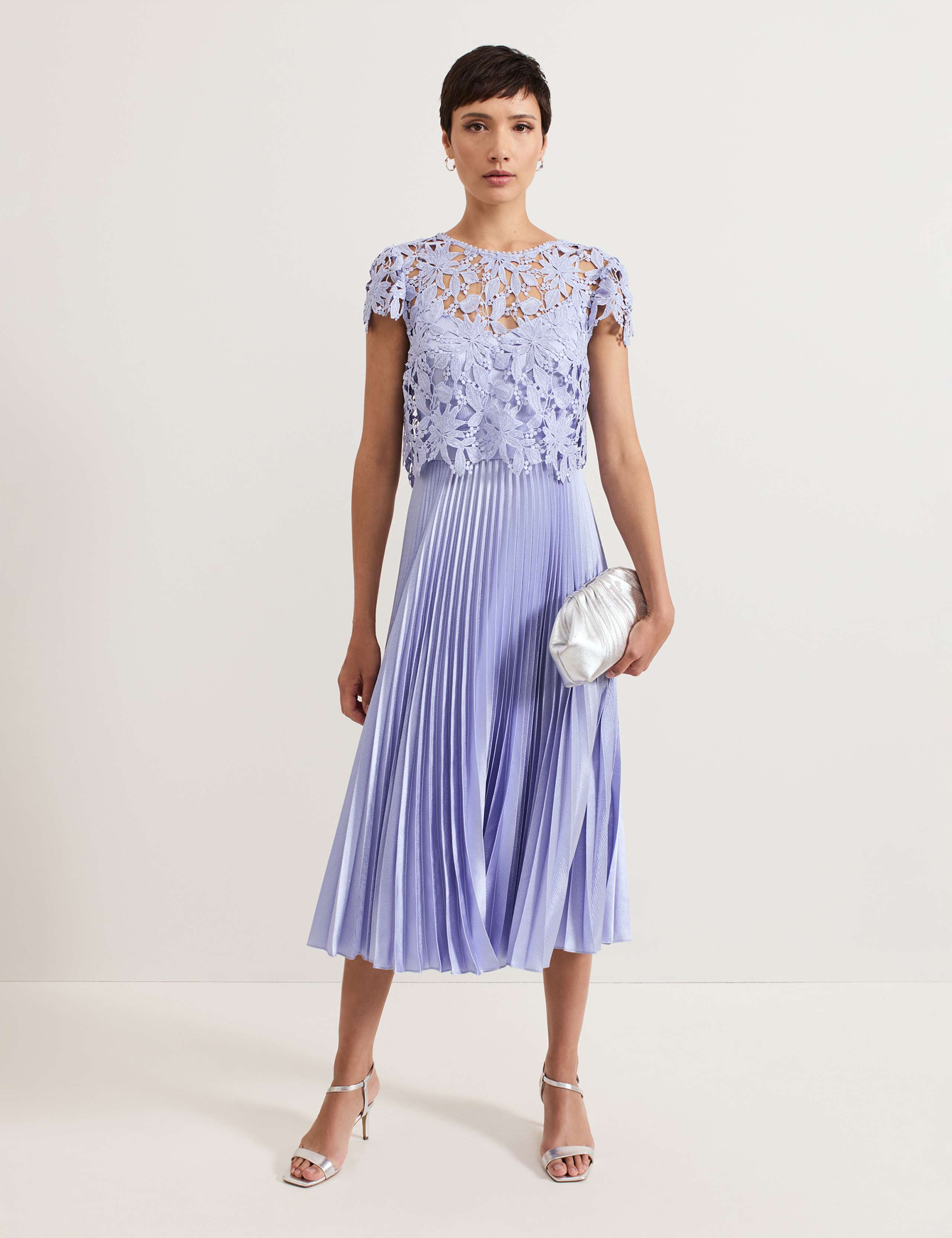 Lace Broderie Midi Skater Dress 1 of 8