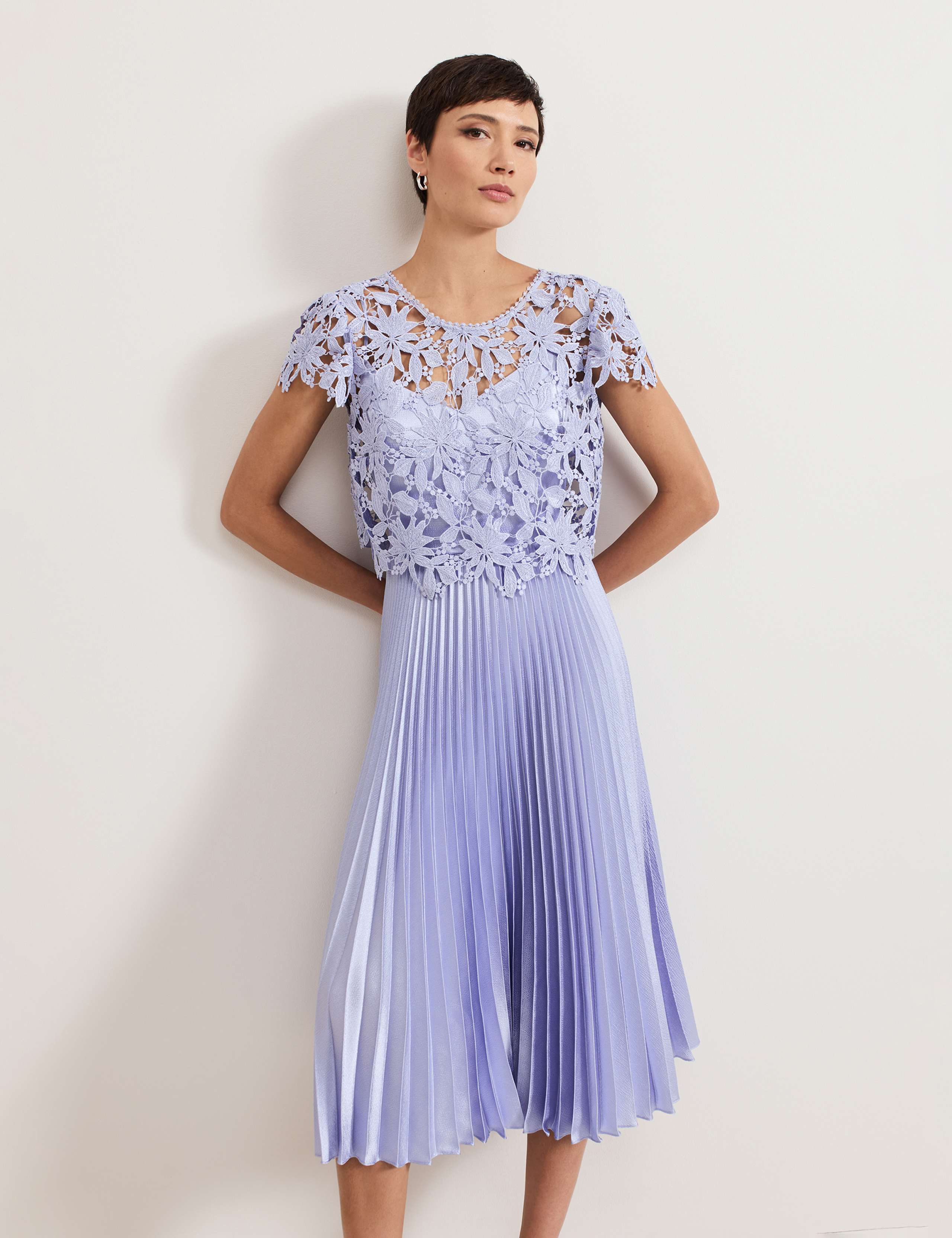 Lace Broderie Midi Skater Dress 4 of 8