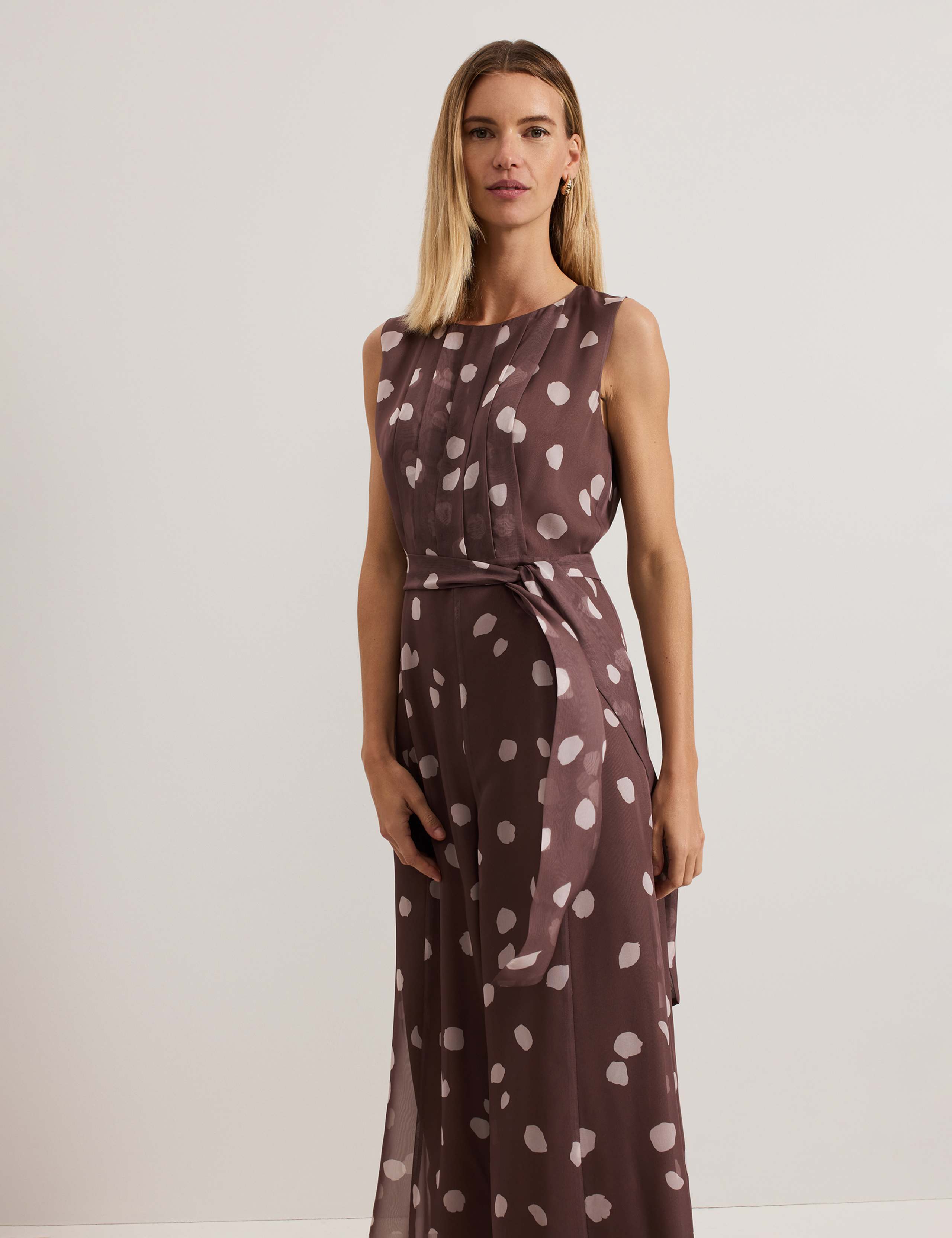 Chiffon Polka Dot Sleeveless Jumpsuit 4 of 8