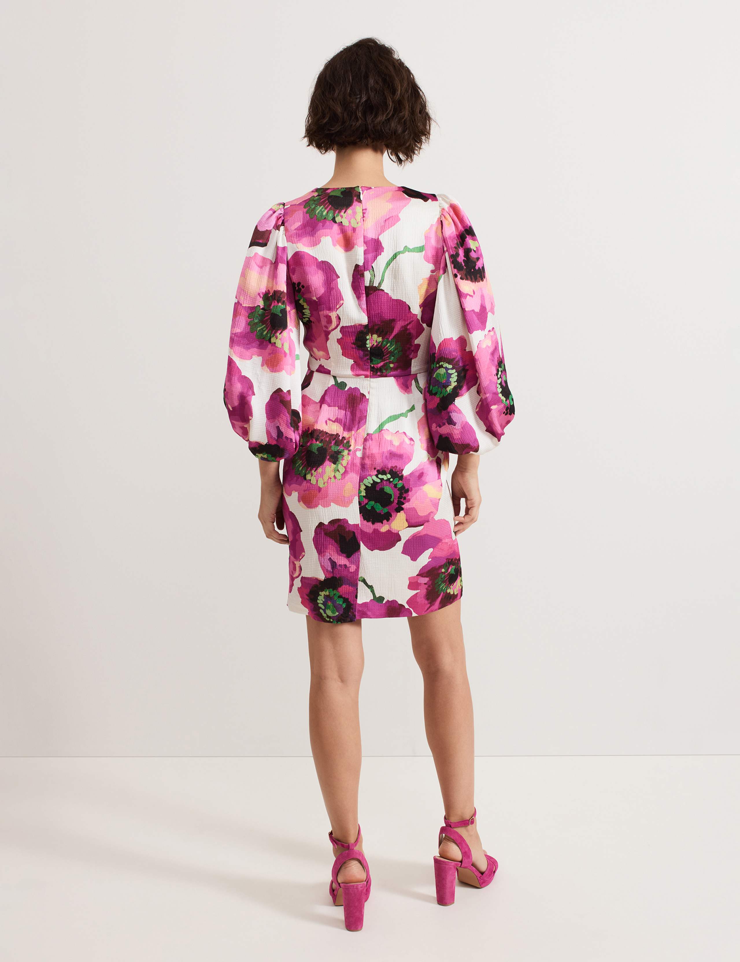 Floral V-Neck Mini Waisted Dress 3 of 7