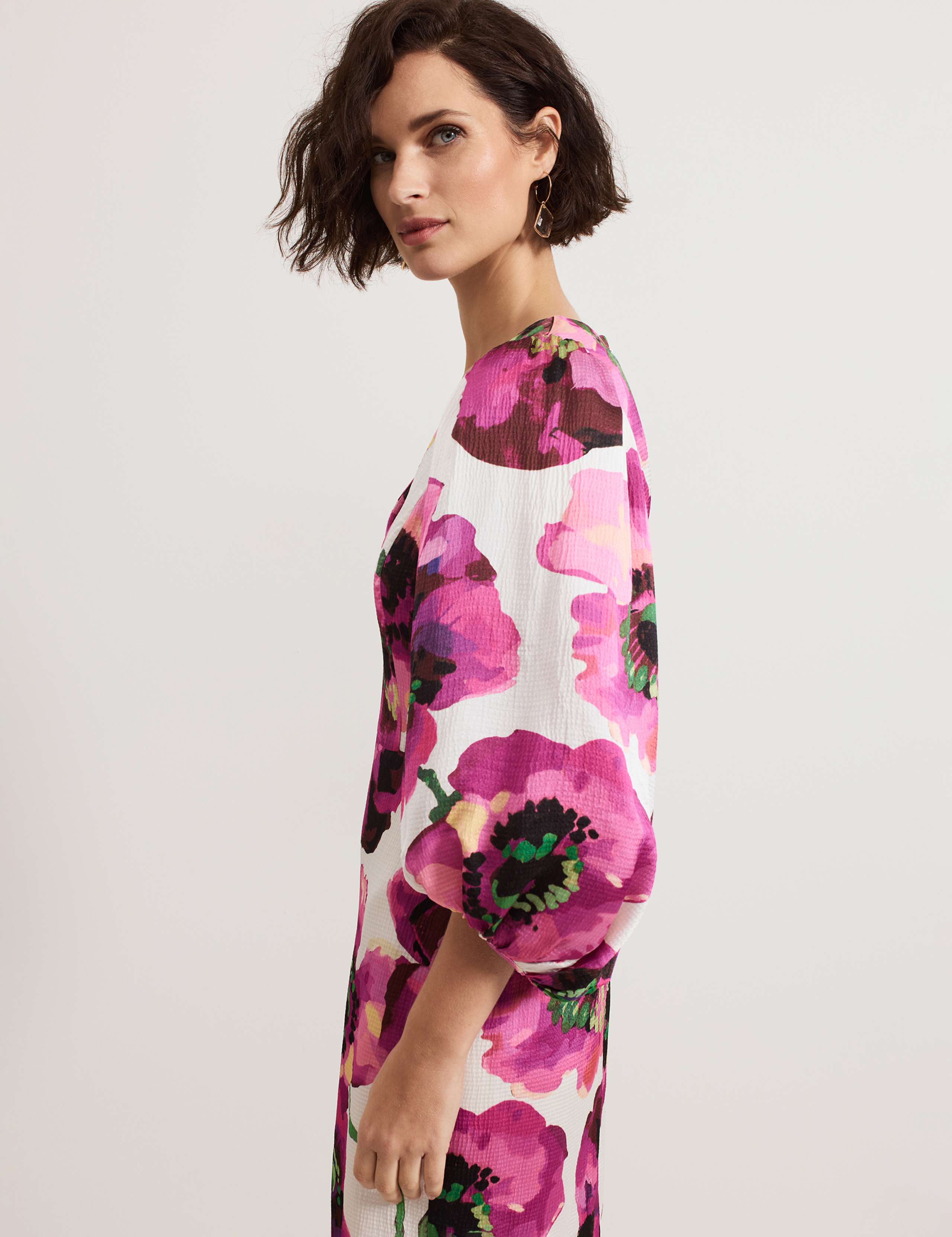 Floral V-Neck Mini Waisted Dress 6 of 7