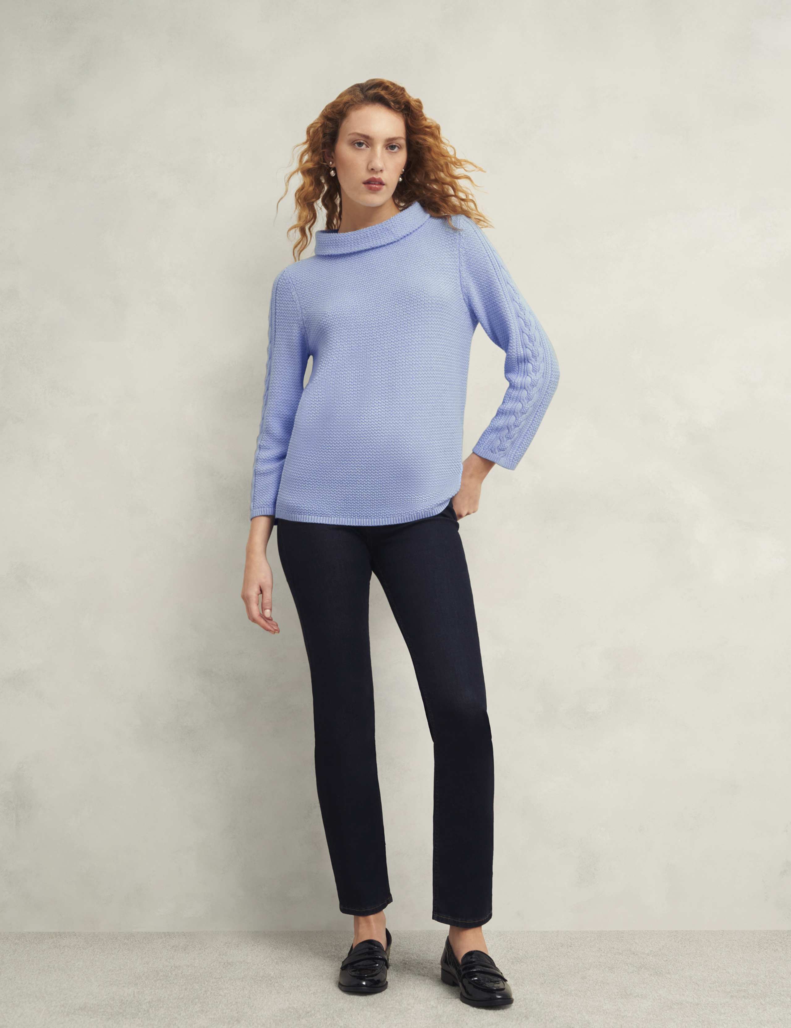 Pure Cotton Textured Roll Neck Jumper 3 of 6