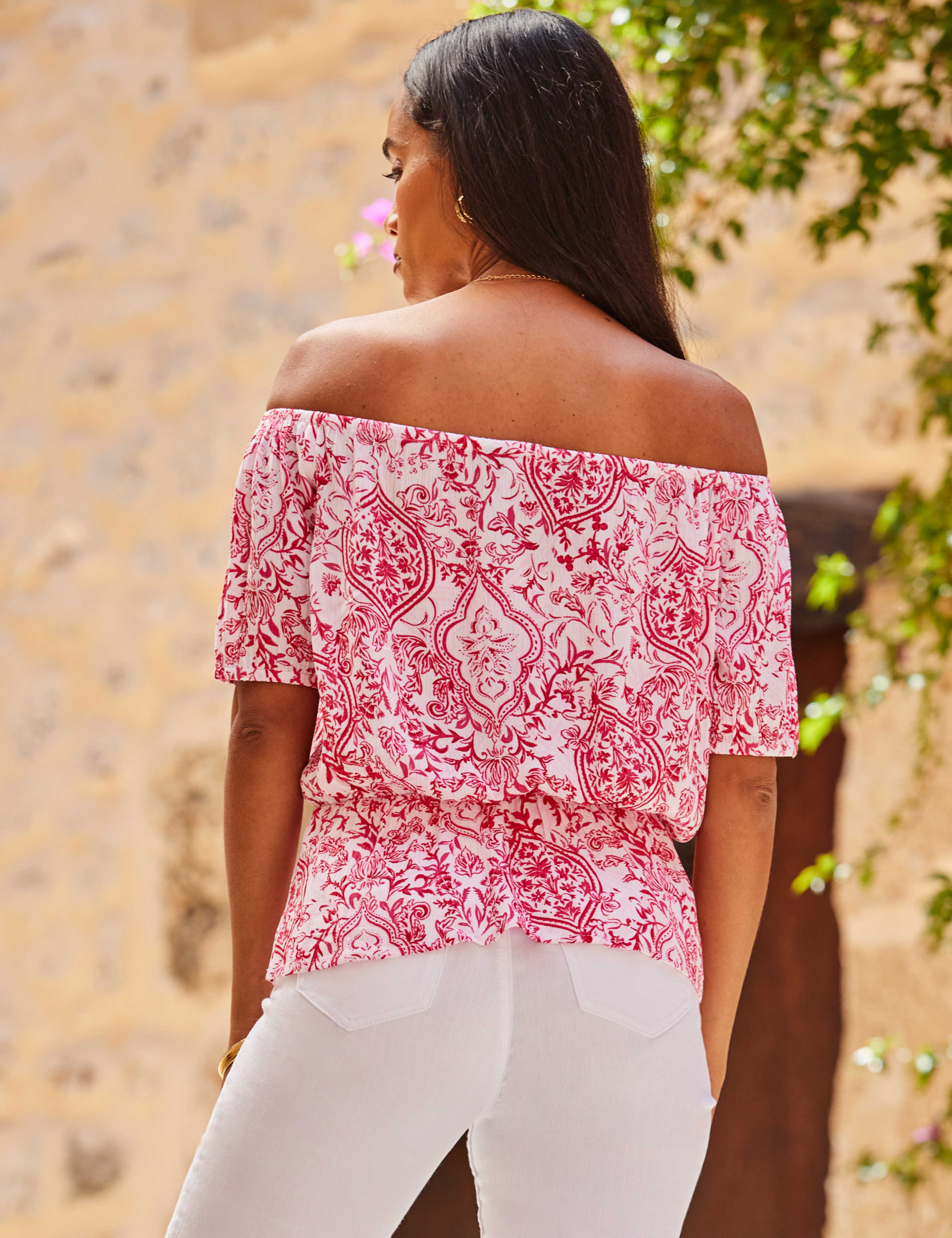 Printed Off The Shoulder Peplum Top 5 of 6