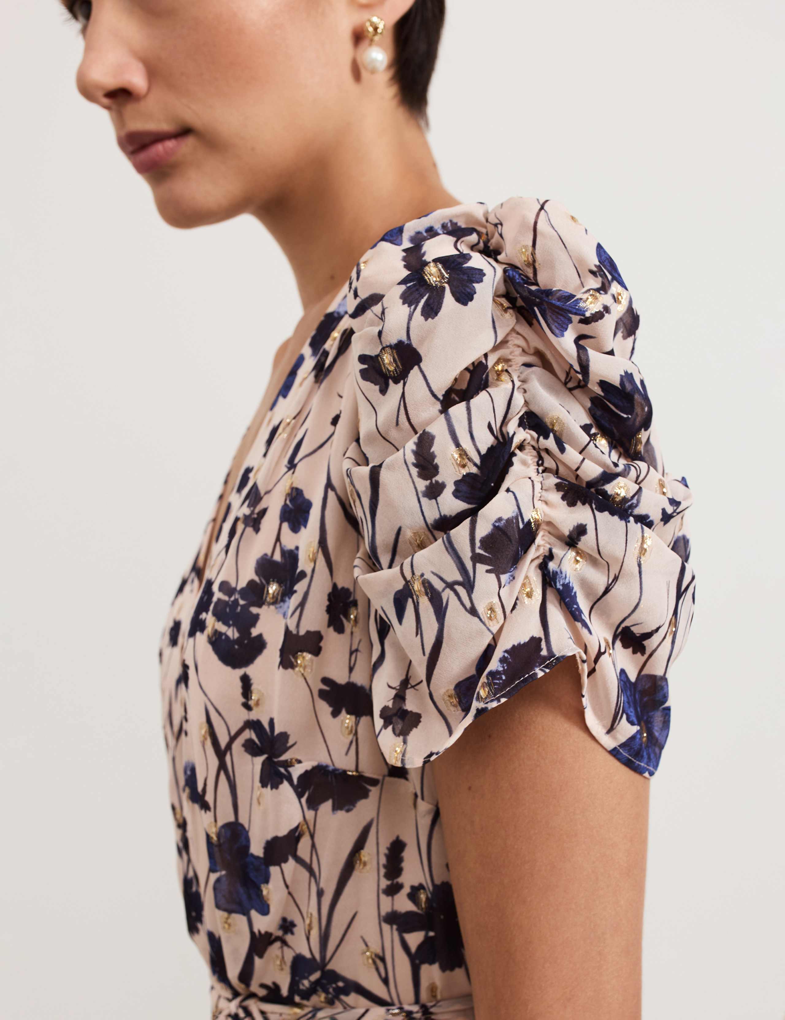 Floral V-Neck Midaxi Waisted Dress 6 of 8