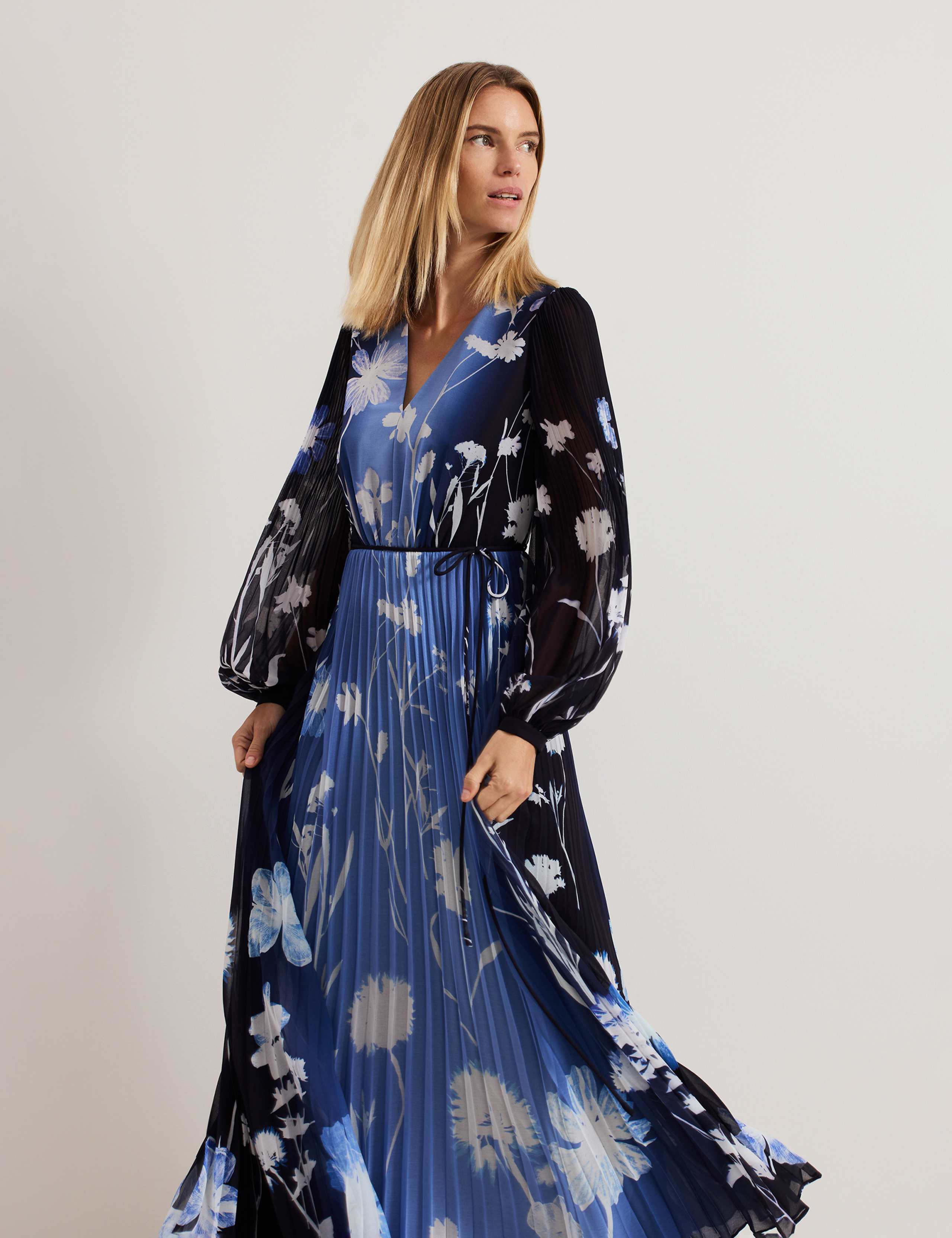 Floral V-Neck Maxi Waisted Dress 6 of 6