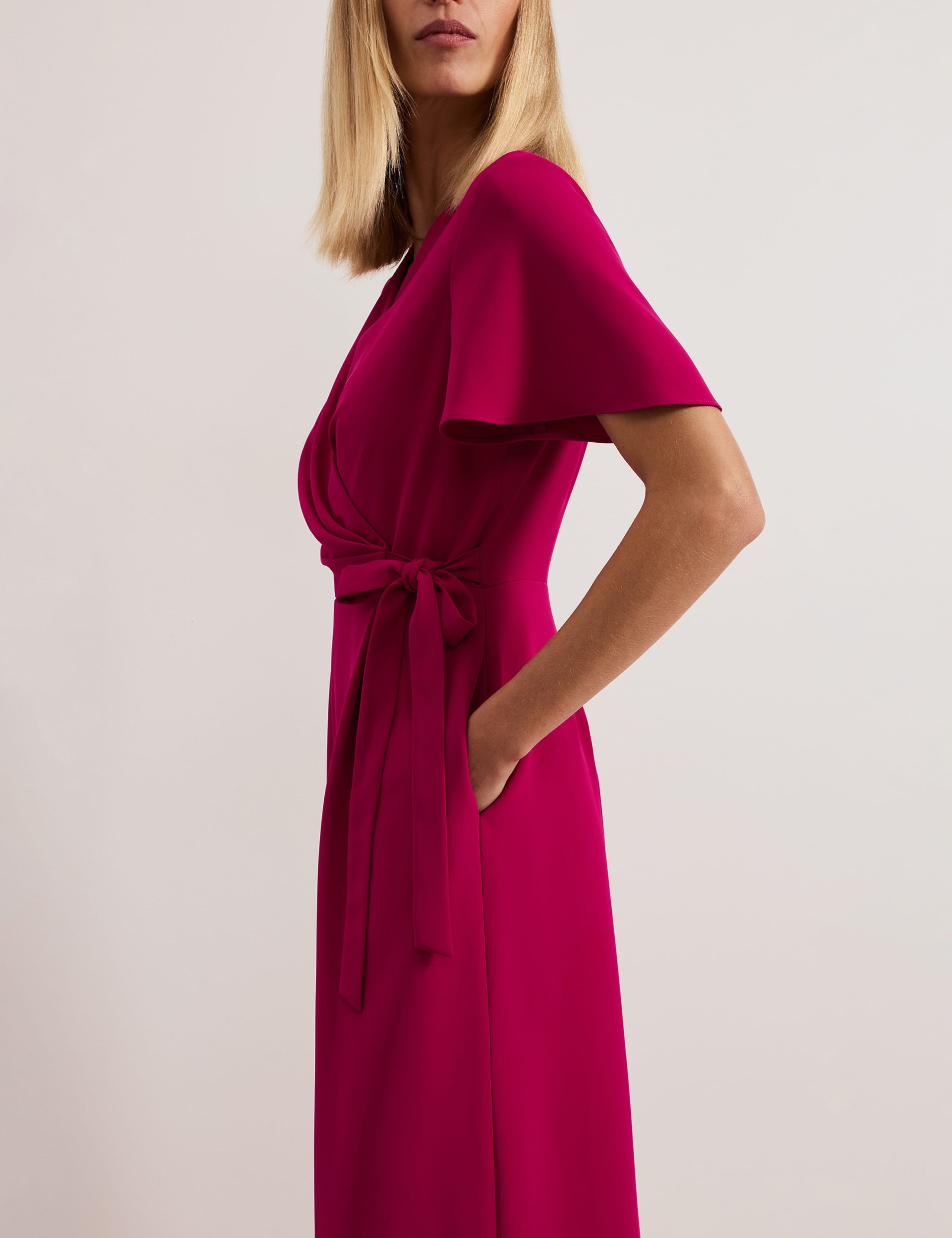 Tie Detail Short Sleeve Wrap Wide Leg Jumpsuit 5 of 6
