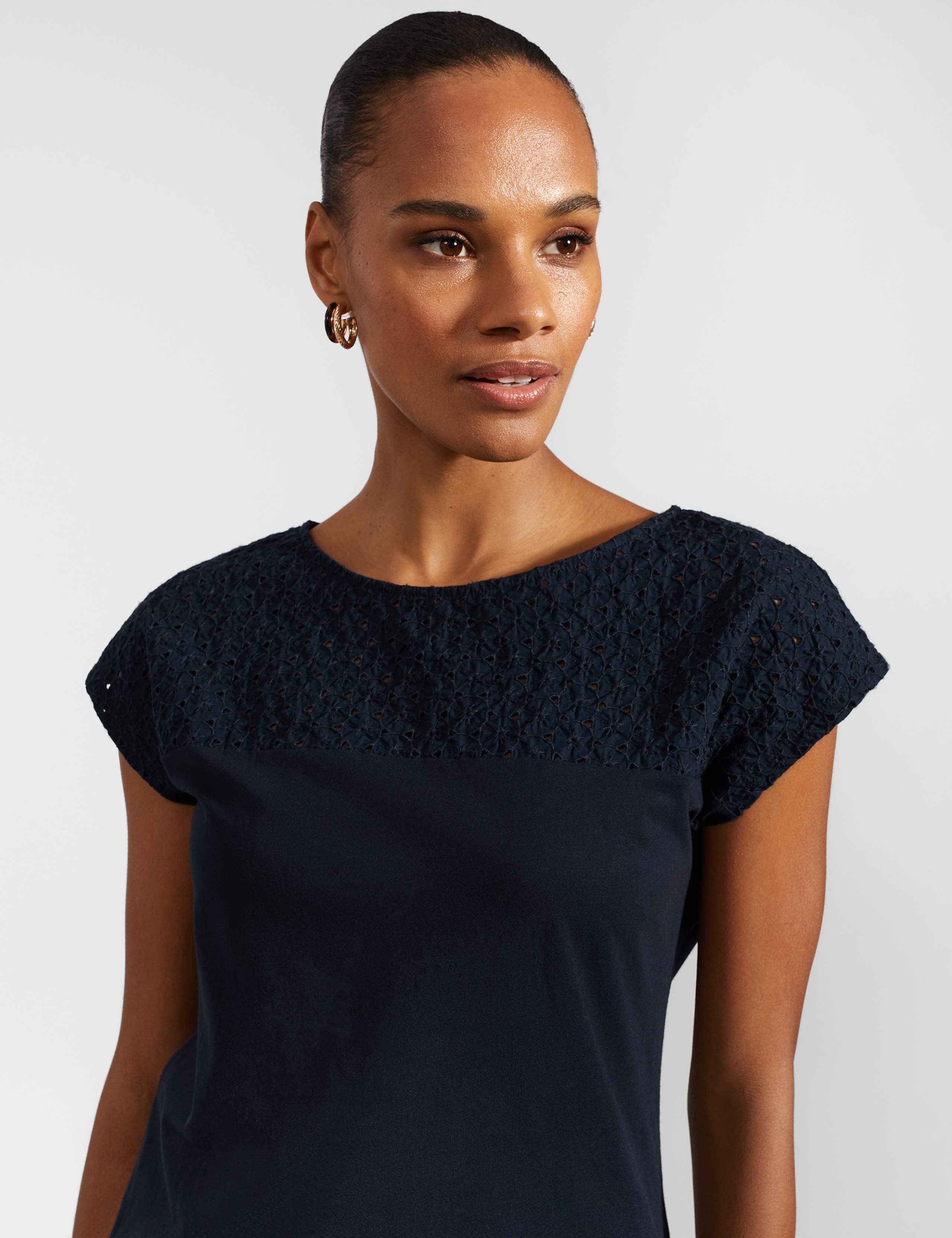 Pure Cotton Broderie Slash Neck Top 3 of 5