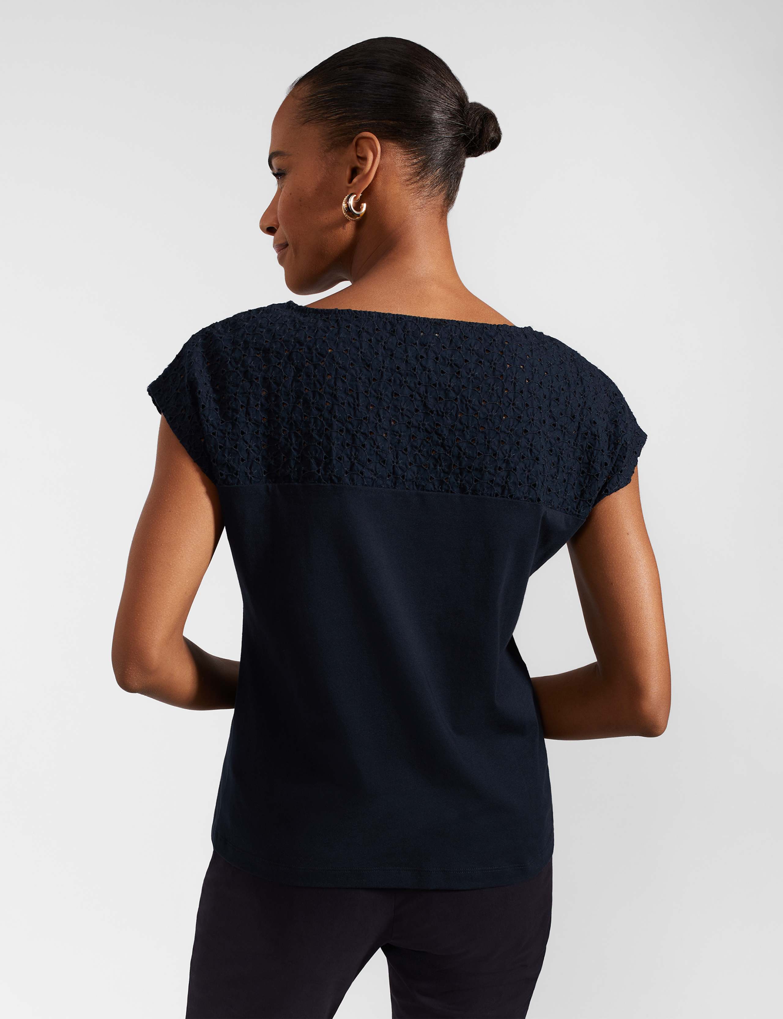 Pure Cotton Broderie Slash Neck Top 4 of 5