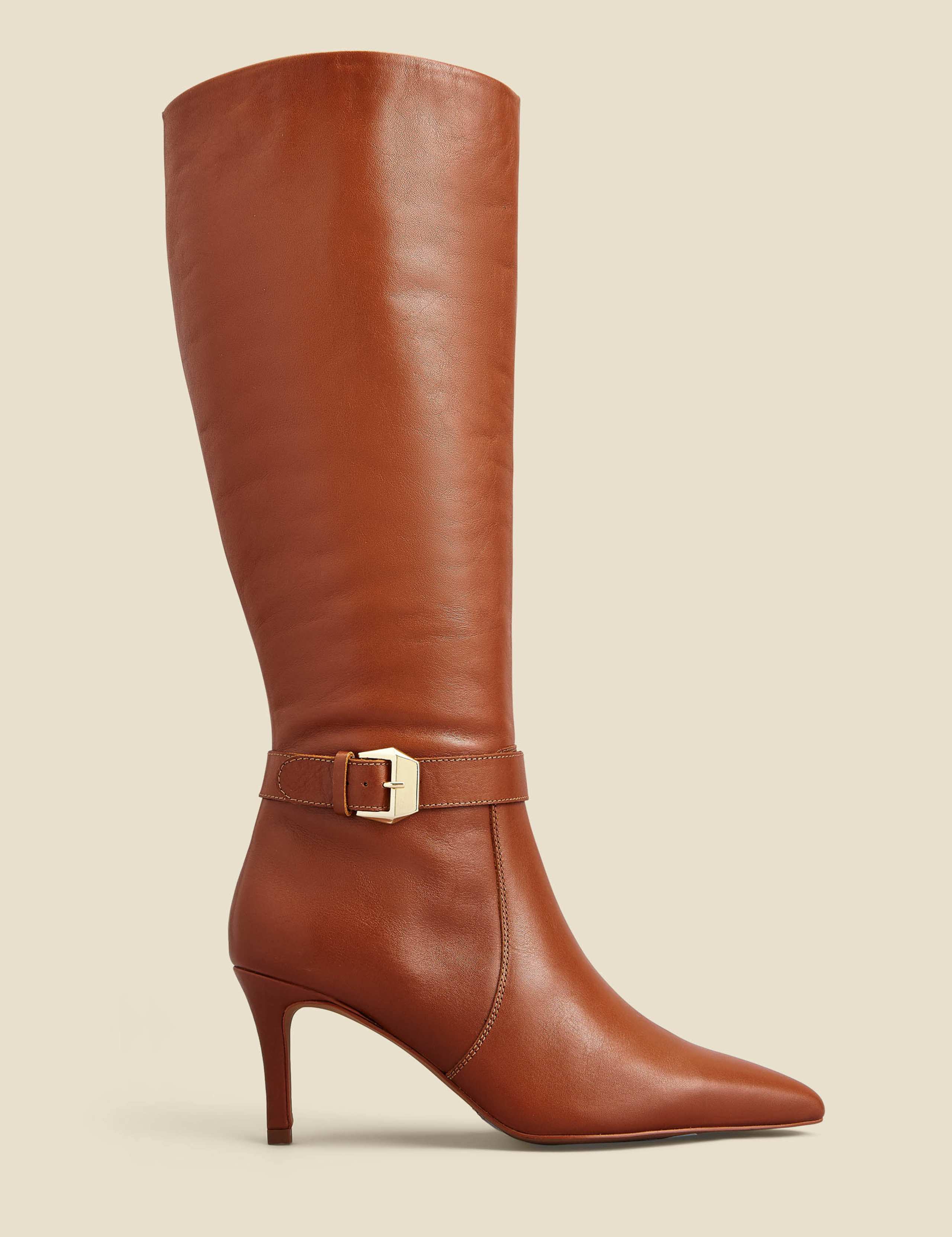 Leather Stiletto Heel Knee High Boots 1 of 4