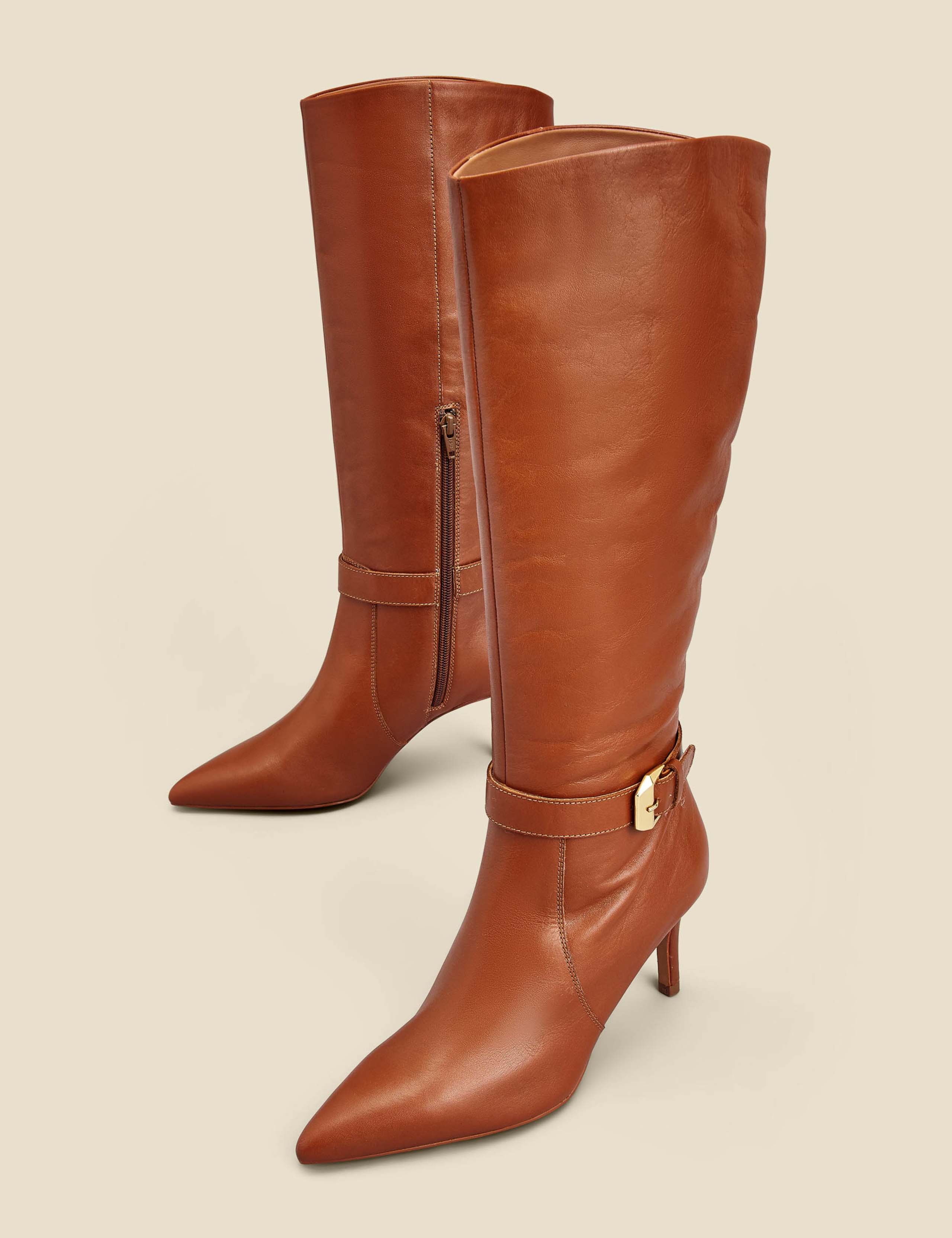 Leather Stiletto Heel Knee High Boots 3 of 4