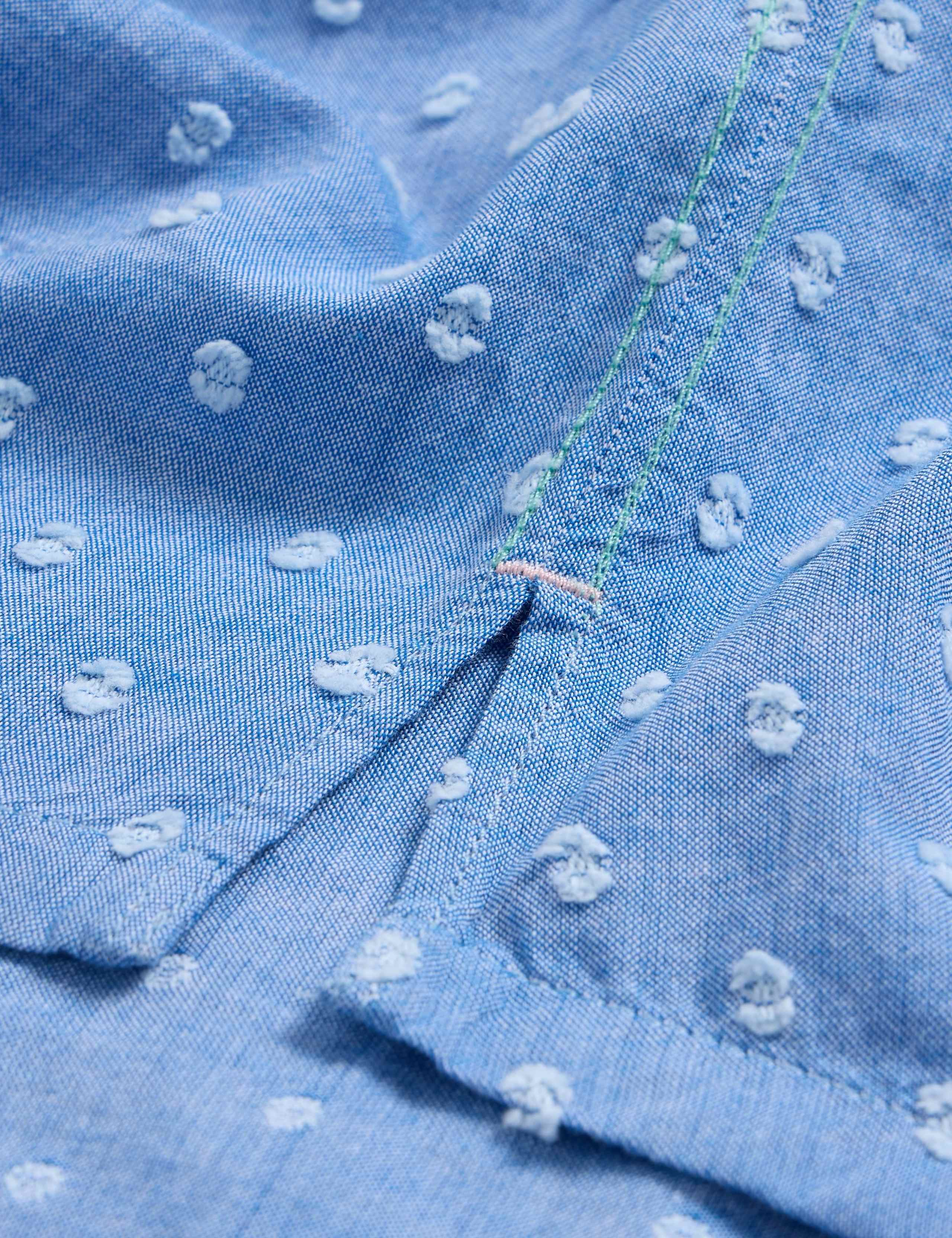 Pure Cotton Polka Dot Collared Cap Sleeve Shirt 6 of 6