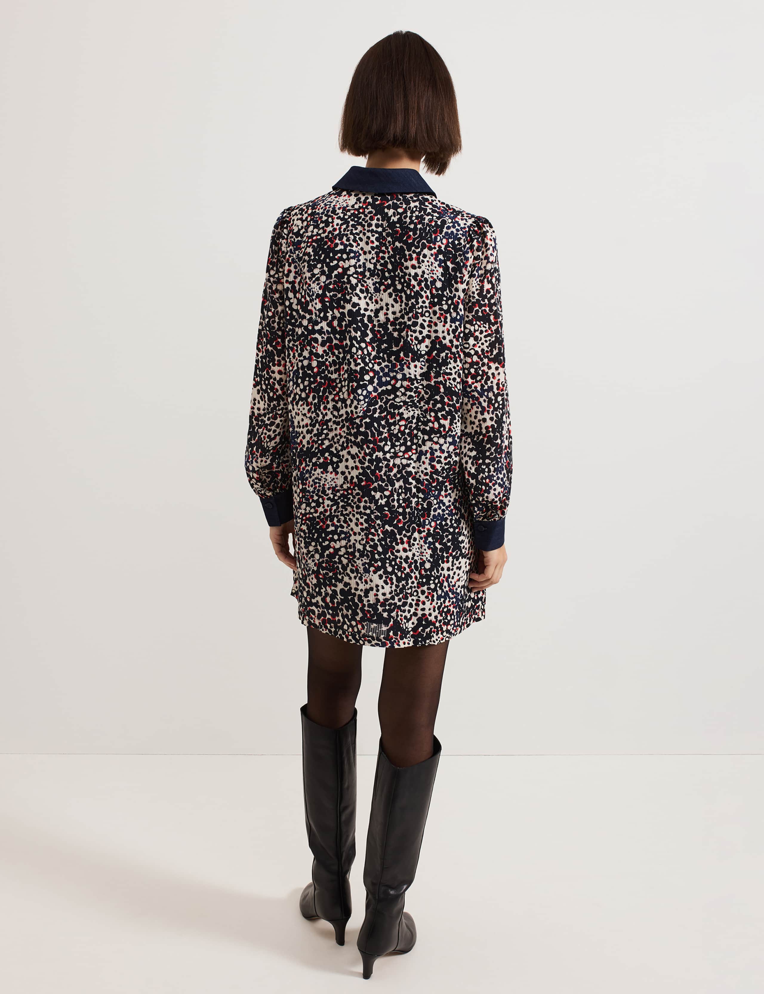 Printed Collared Mini Swing Dress 3 of 7
