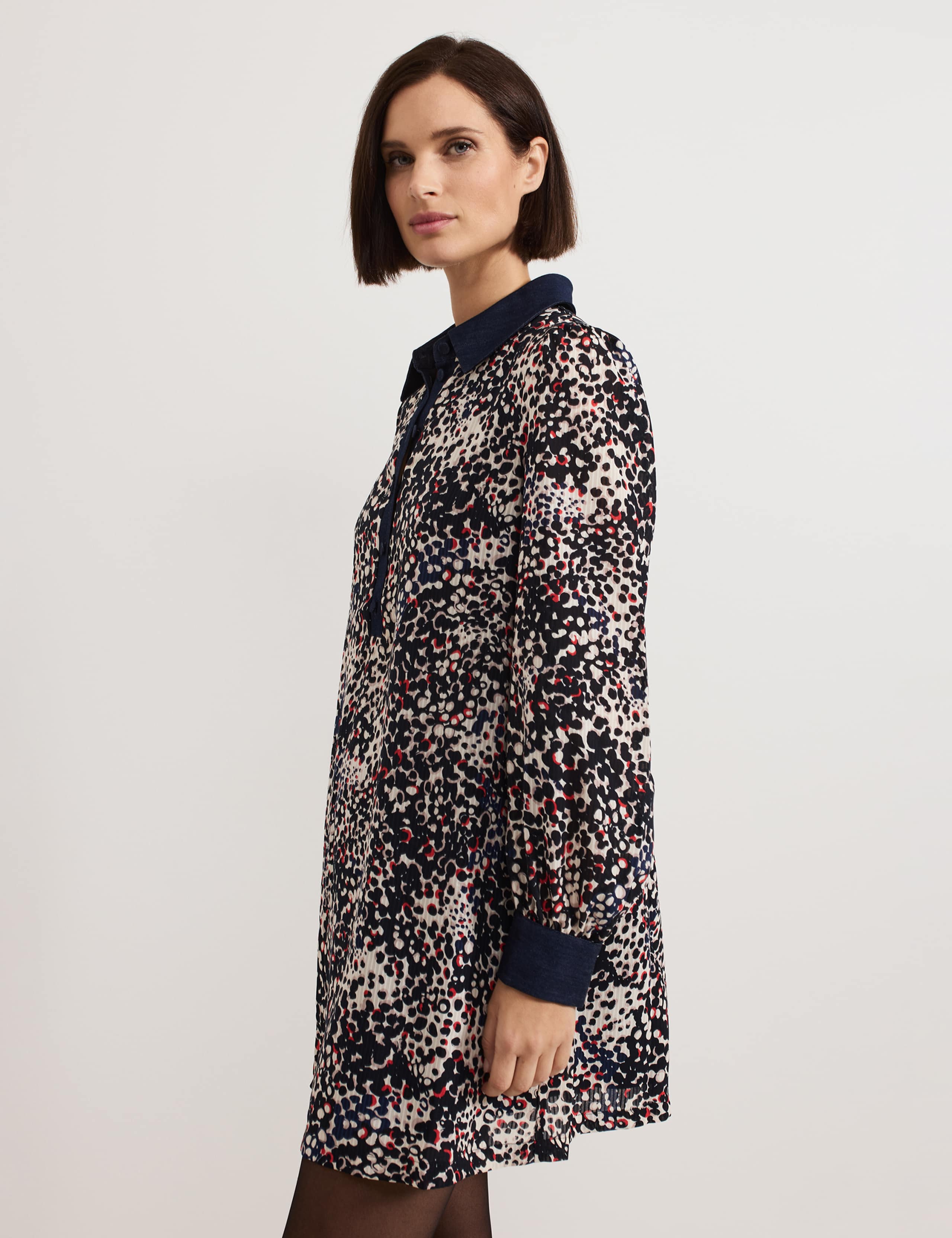 Printed Collared Mini Swing Dress 7 of 7