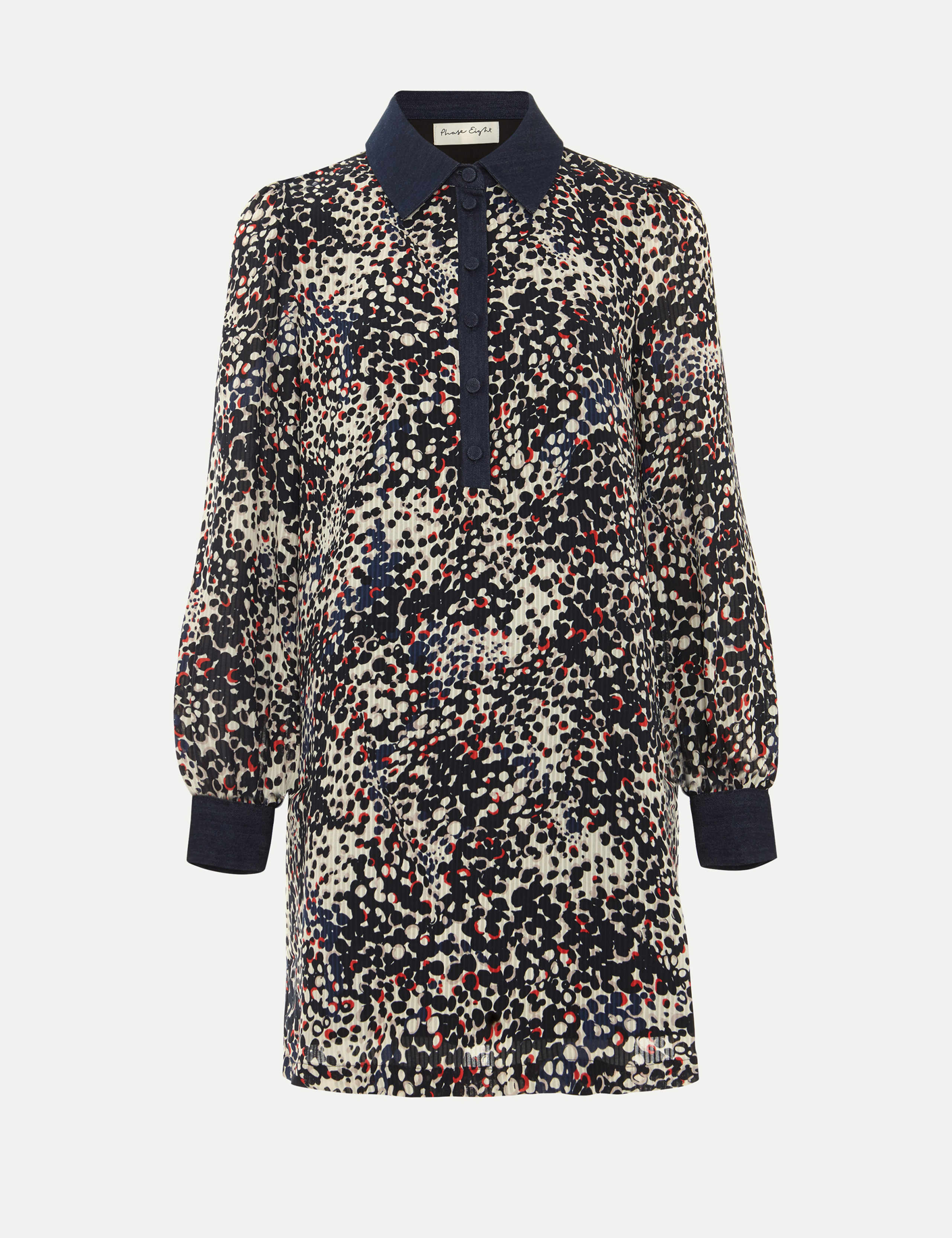 Printed Collared Mini Swing Dress 2 of 7