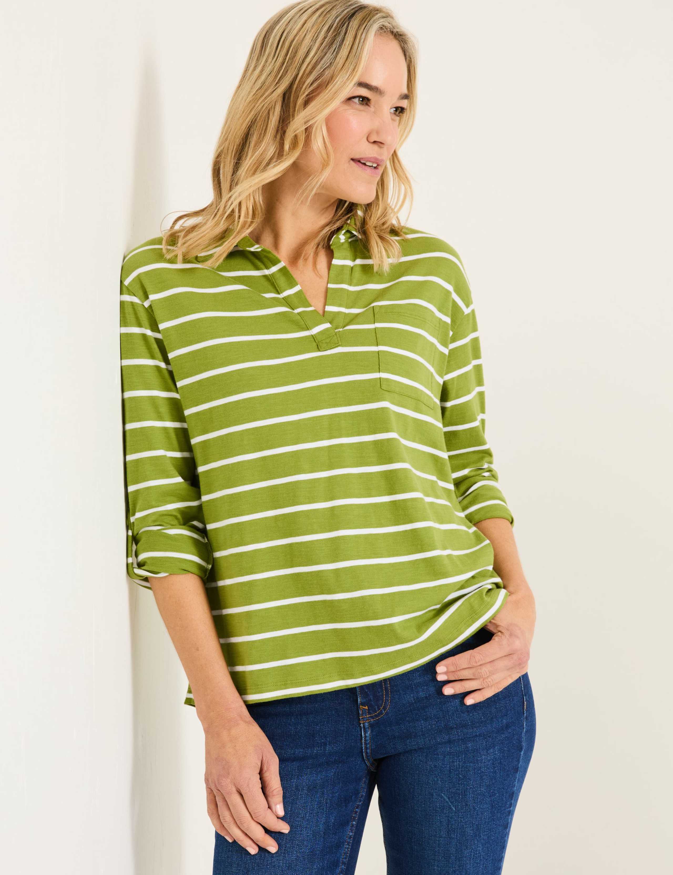 Pure Cotton Striped V-Neck Top 5 of 5