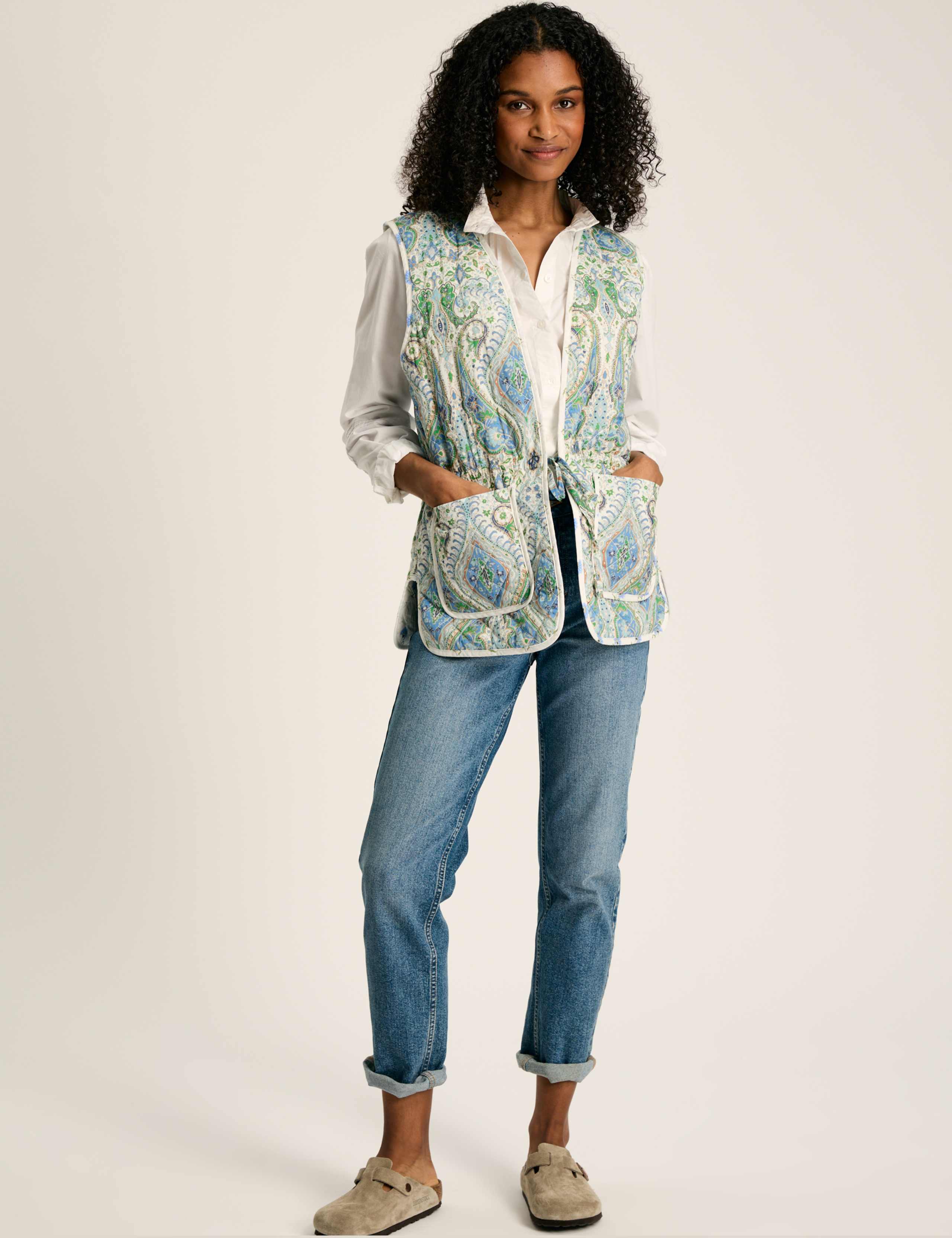 Pure Cotton Printed Quilted Waisted Gilet 2 of 7