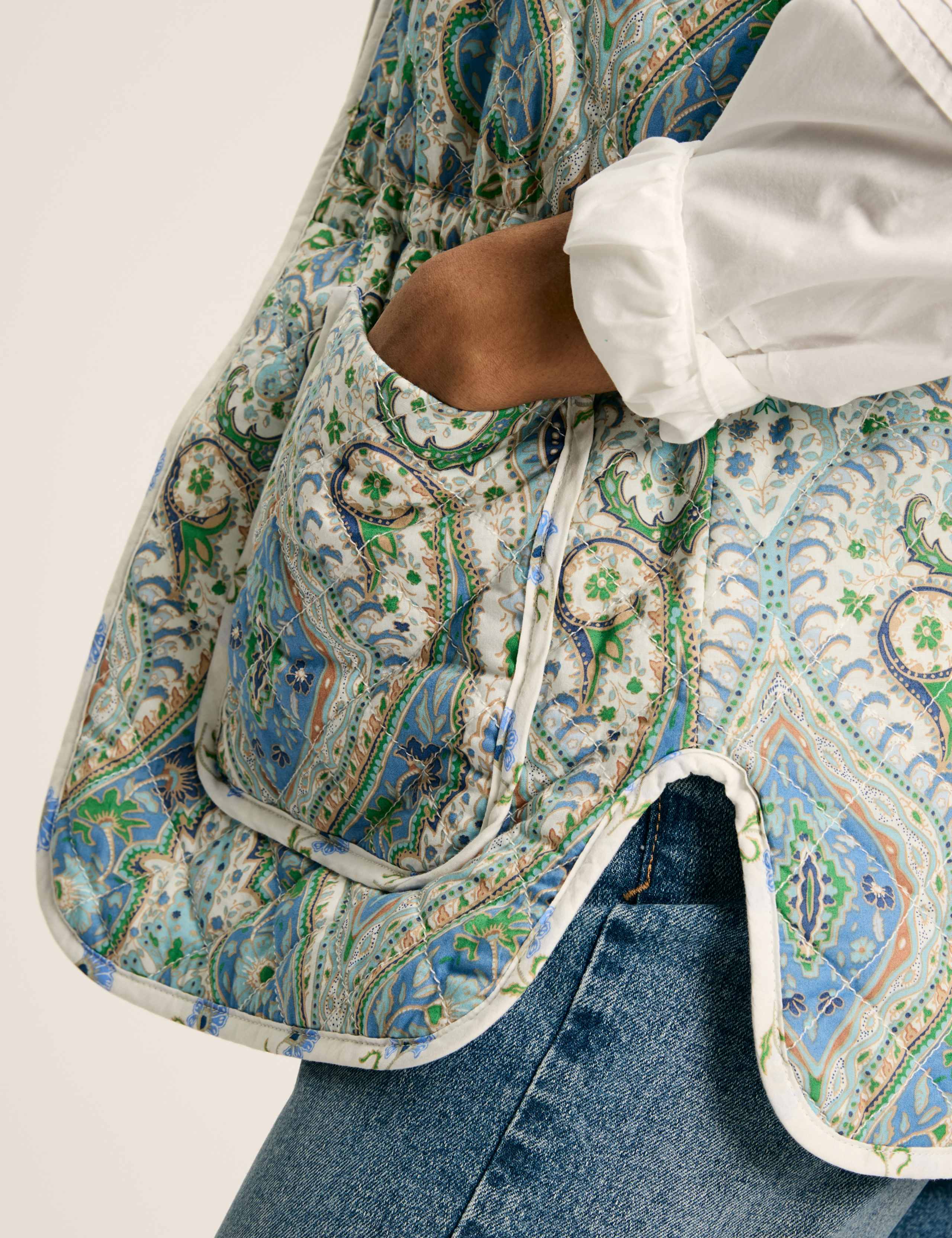 Pure Cotton Printed Quilted Waisted Gilet 4 of 7