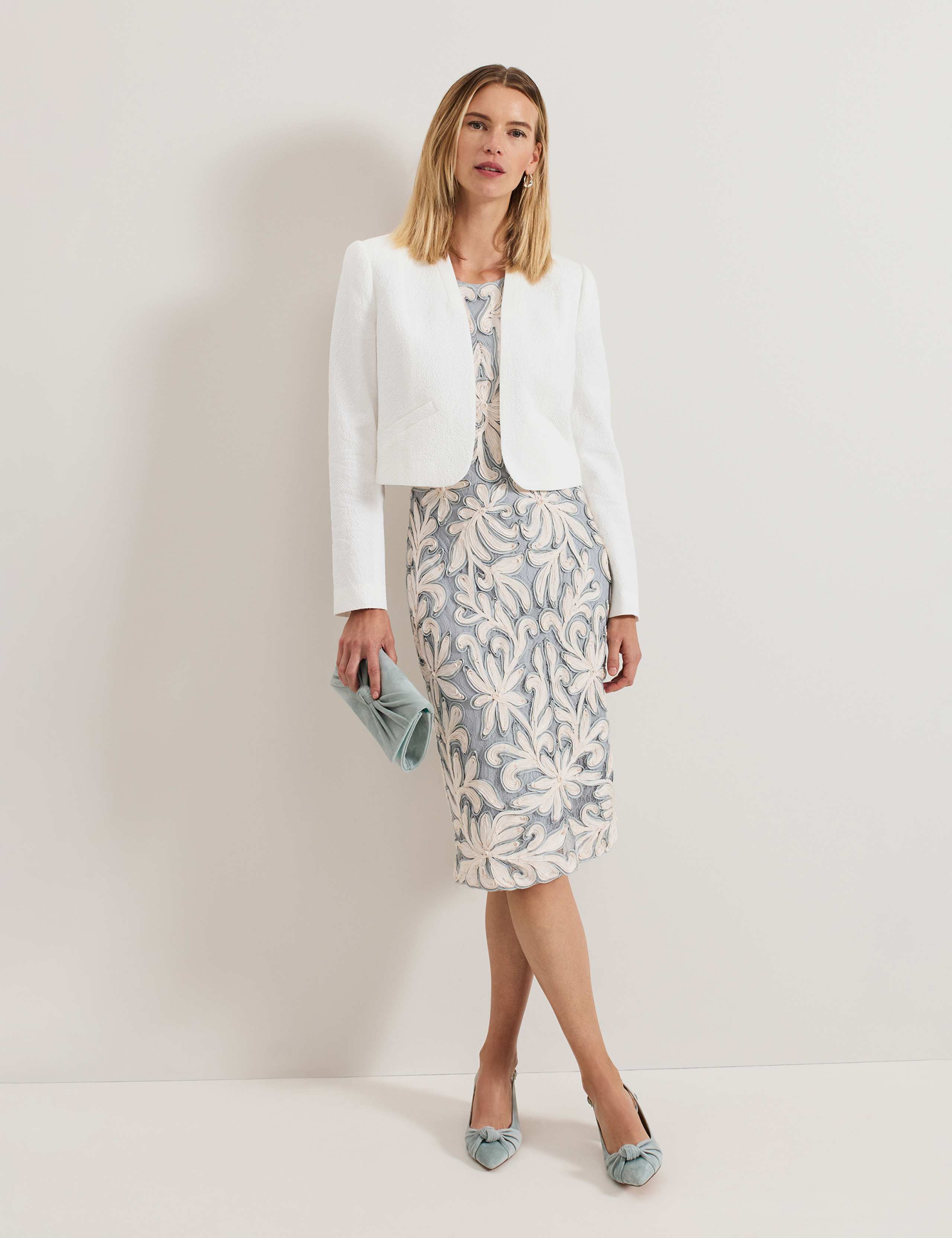 Embroidered Knee Length Shift Dress 8 of 8