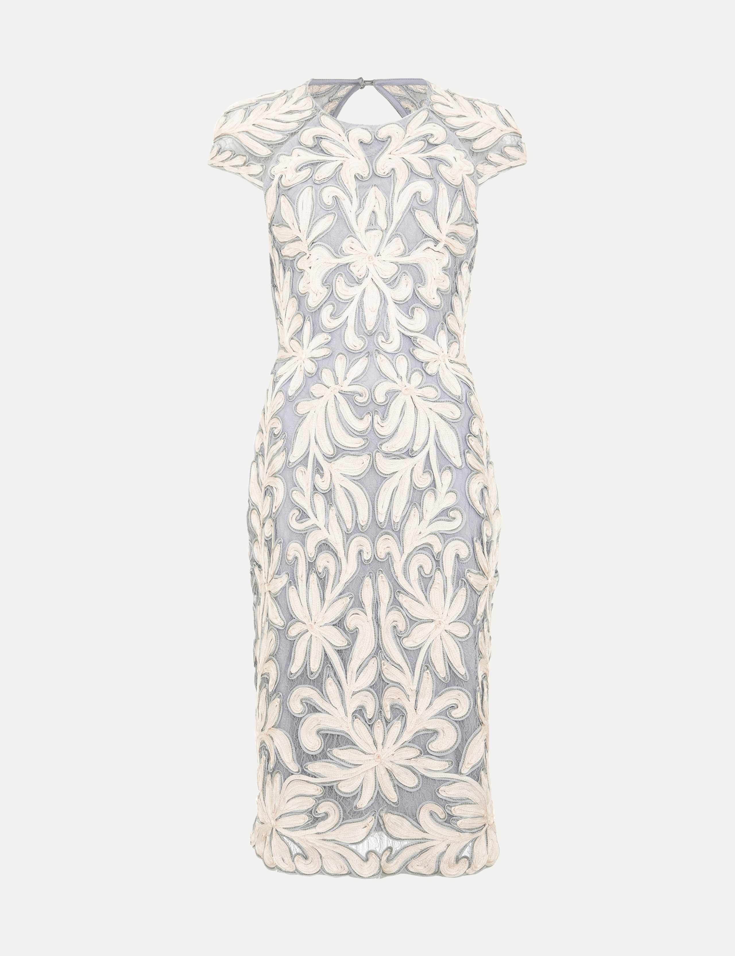 Embroidered Knee Length Shift Dress 2 of 8