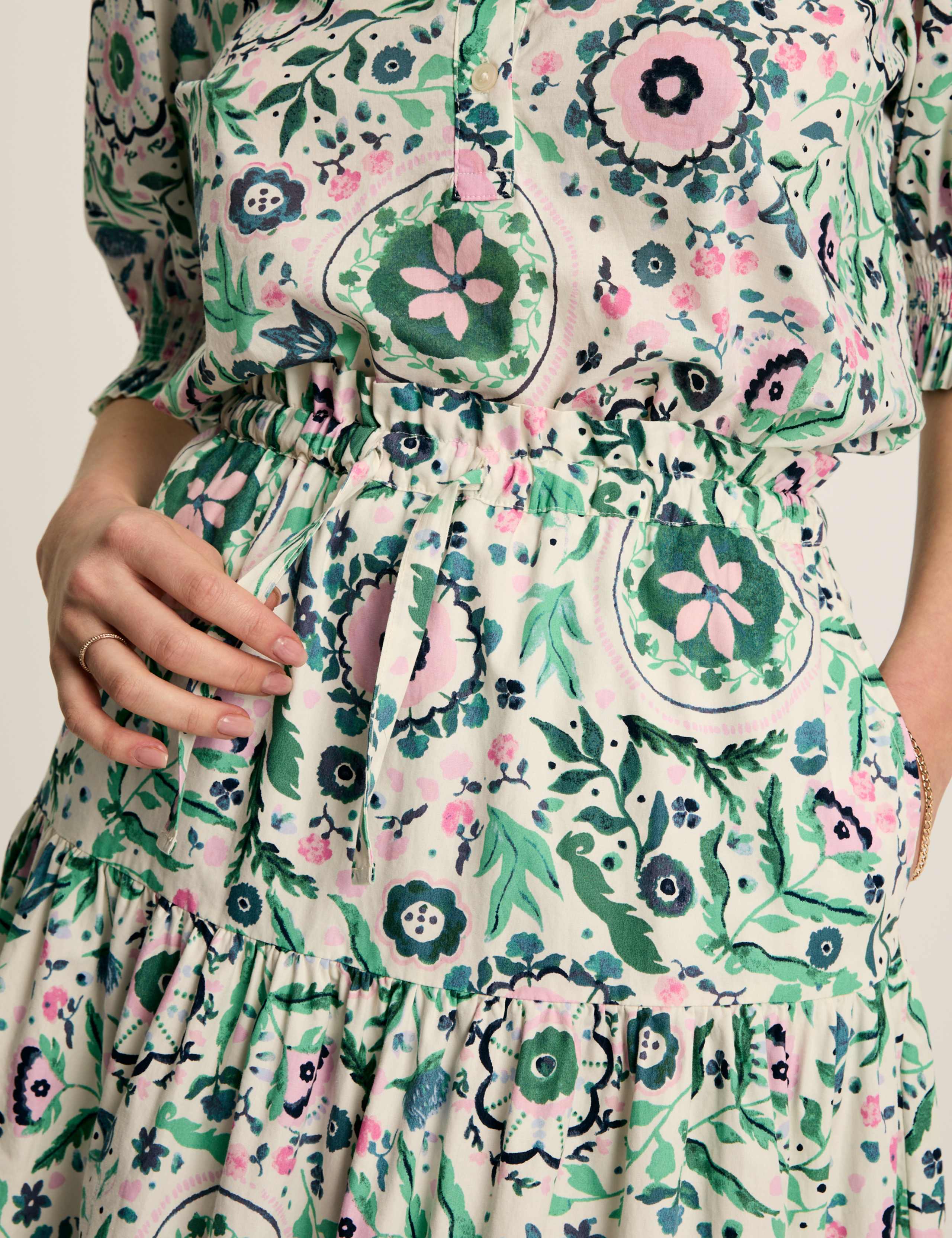 Pure Cotton Floral Midi A-Line Skirt 4 of 6