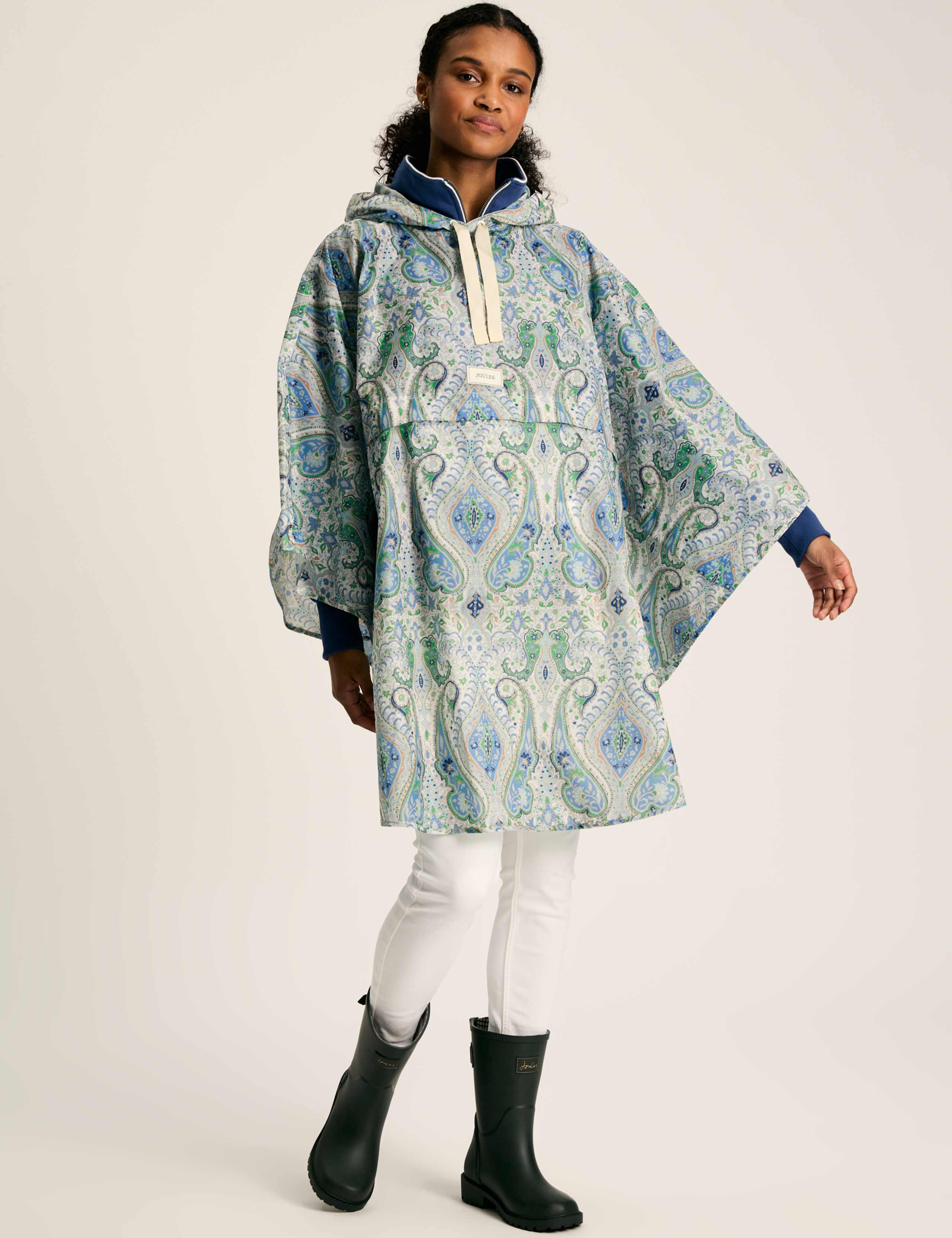 Waterproof Paisley Hooded Longline Raincoat 1 of 8