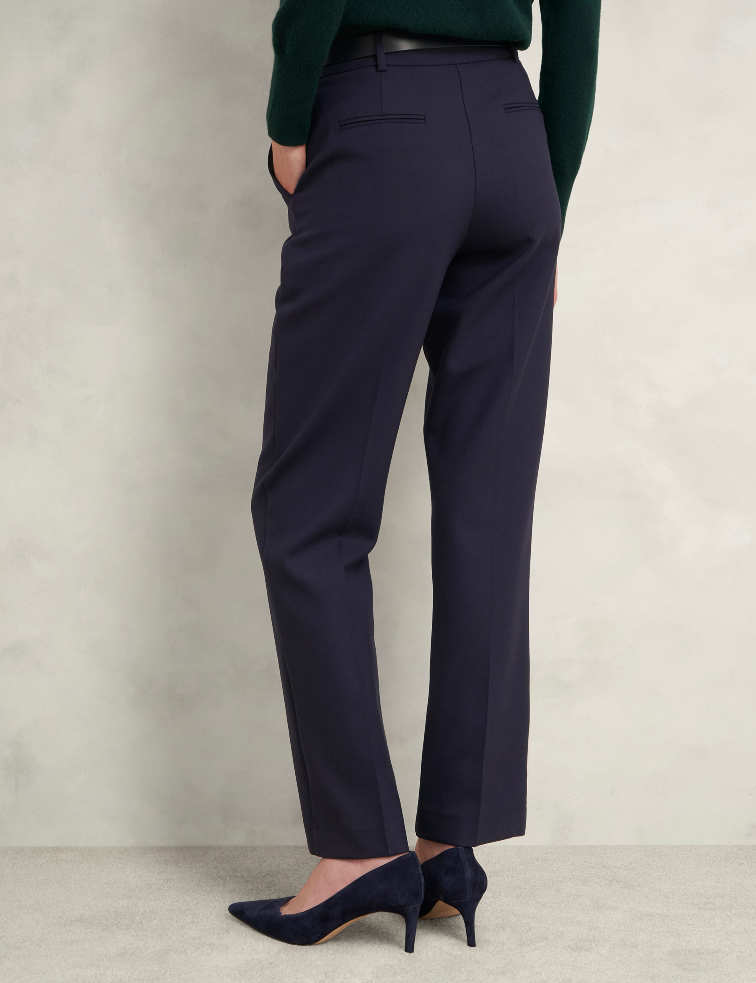 Wool Blend Pleat Front Straight Cigarette Trousers 3 of 5