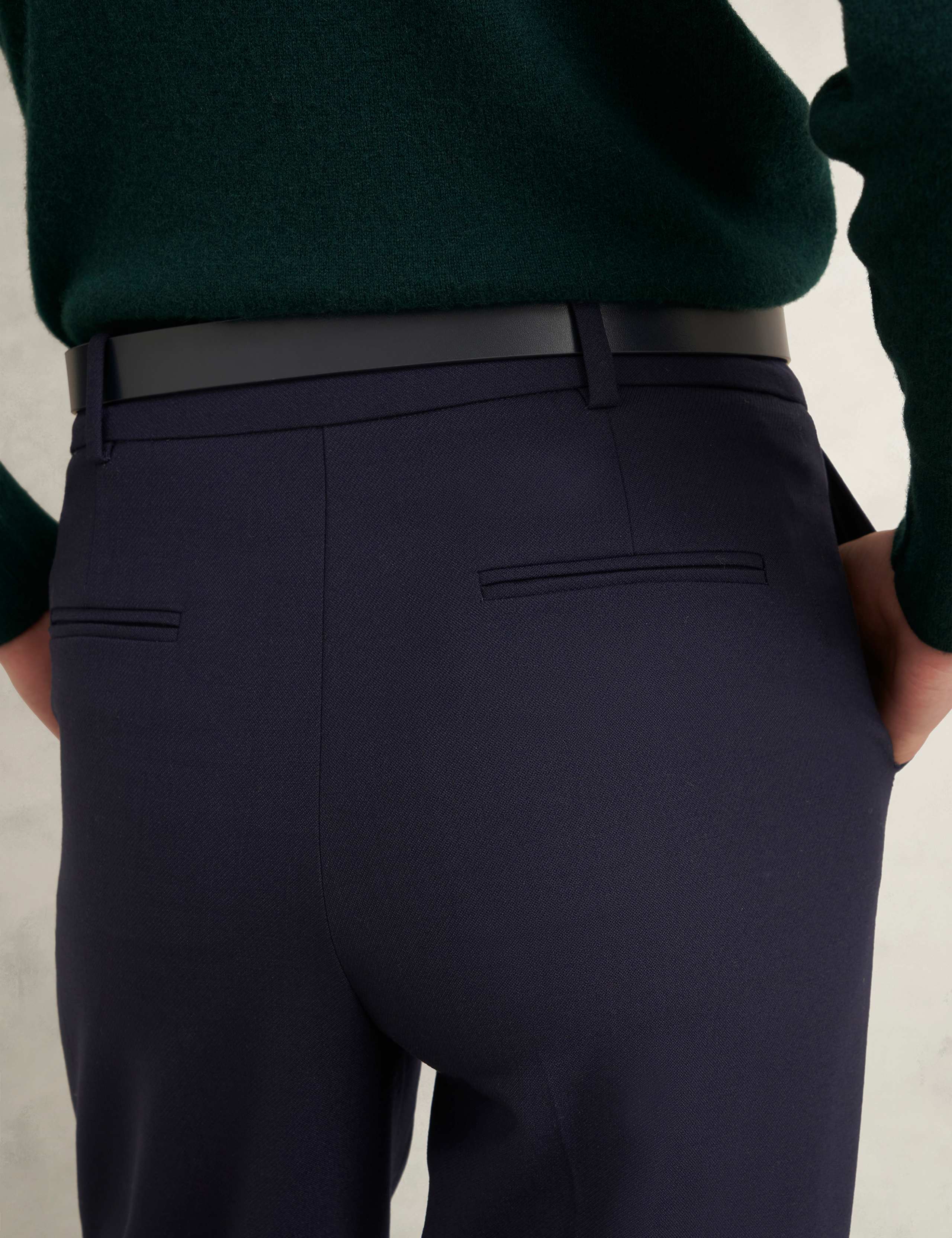 Wool Blend Pleat Front Straight Cigarette Trousers 4 of 5