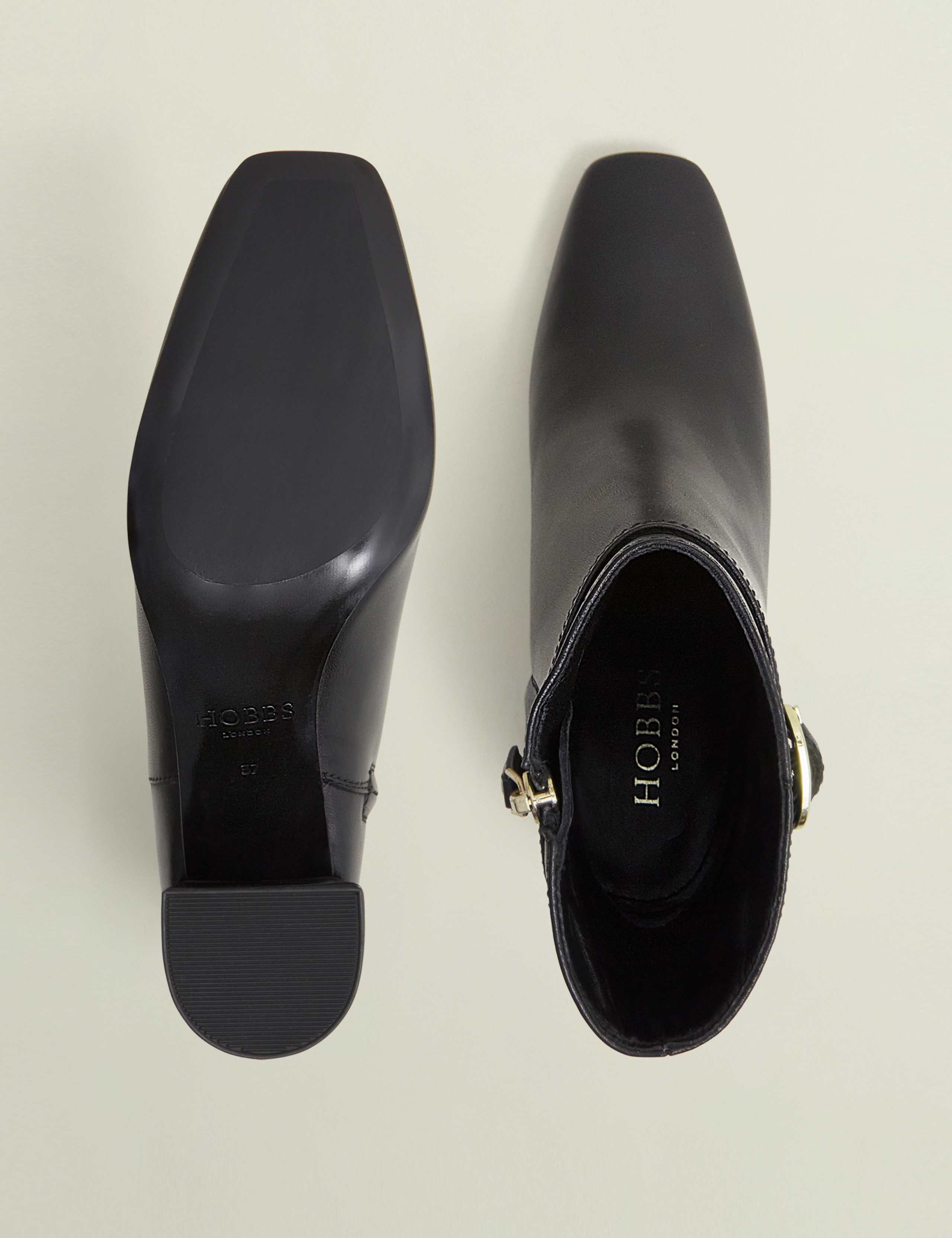 Leather Buckle Block Heel Round Toe Ankle Boots 5 of 6