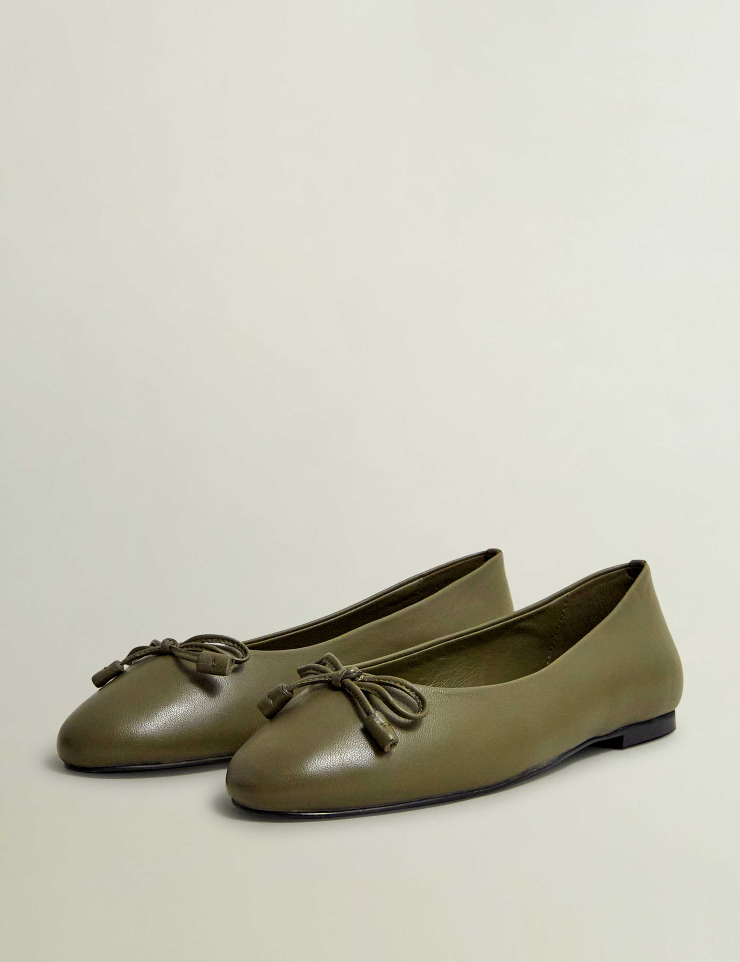 Leather Bow Flat Ballet Pumps 4 of 6