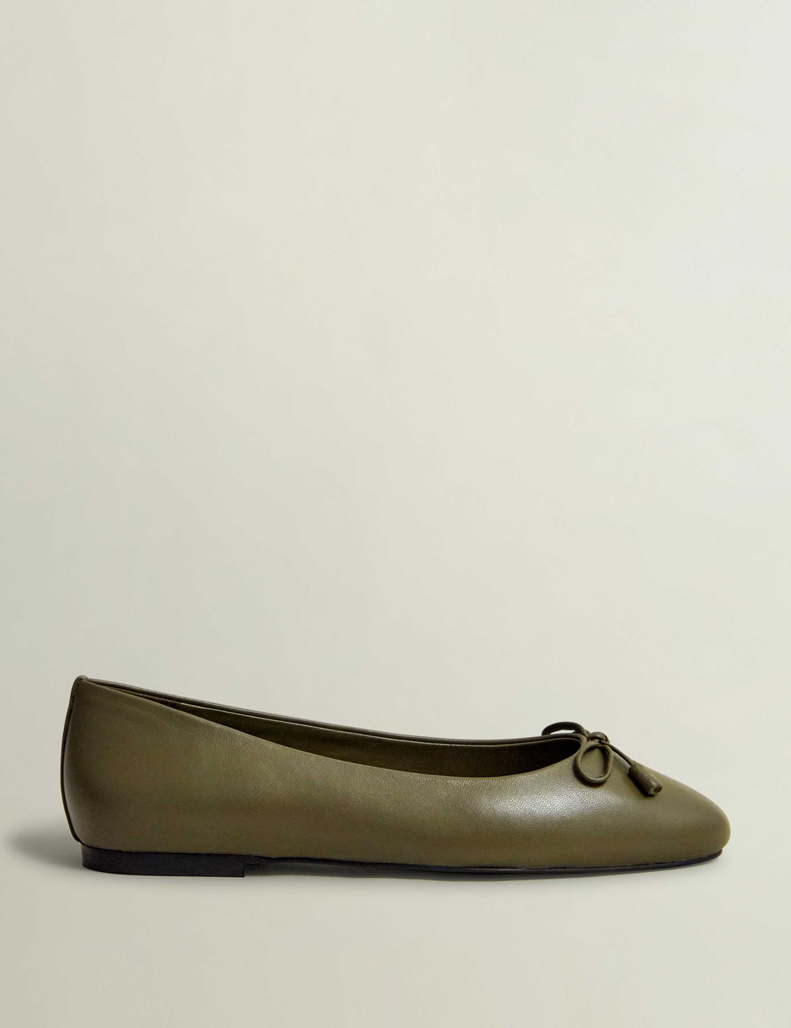 Leather Bow Flat Ballet Pumps 2 of 6
