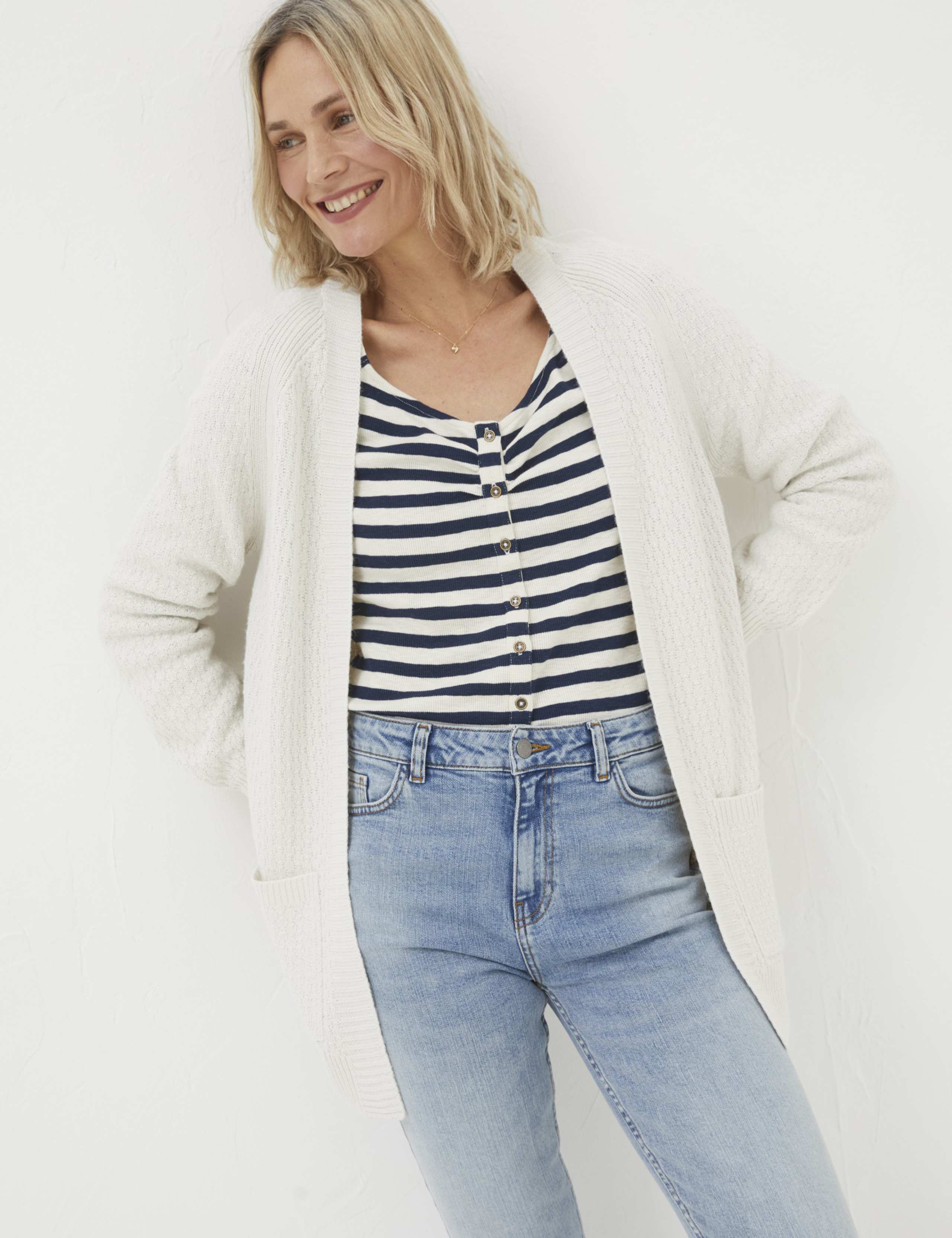 Textured Edge to Edge Longline Cardigan 1 of 3