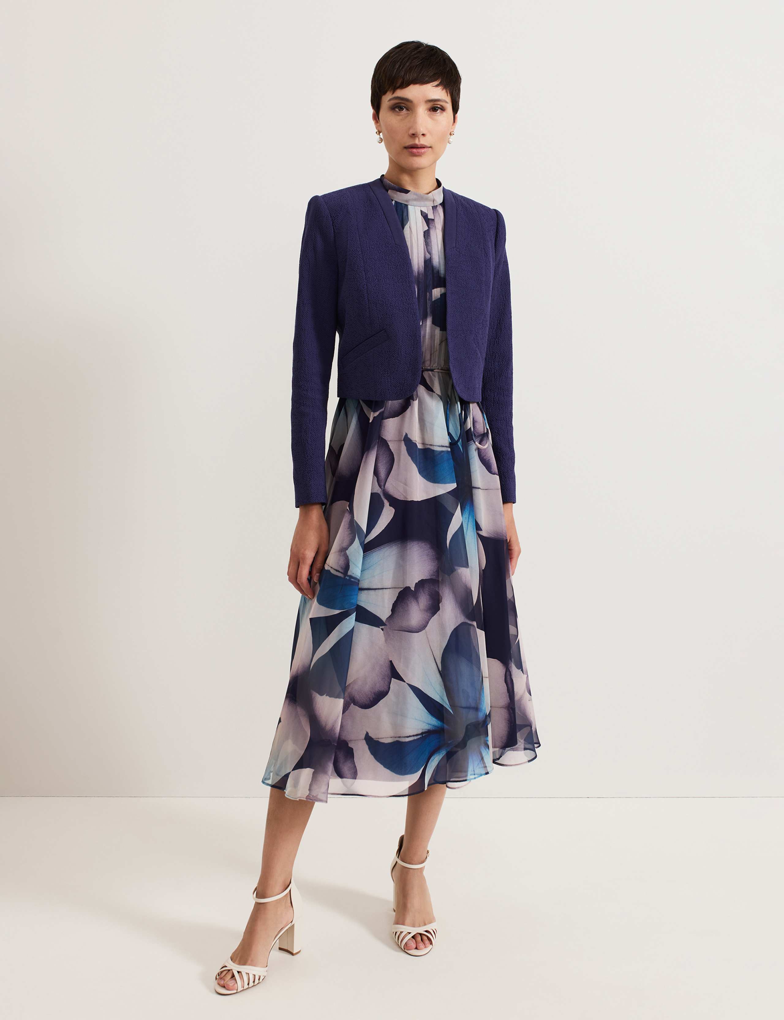 Pure Cotton Collarless Cropped Jacket 3 of 6