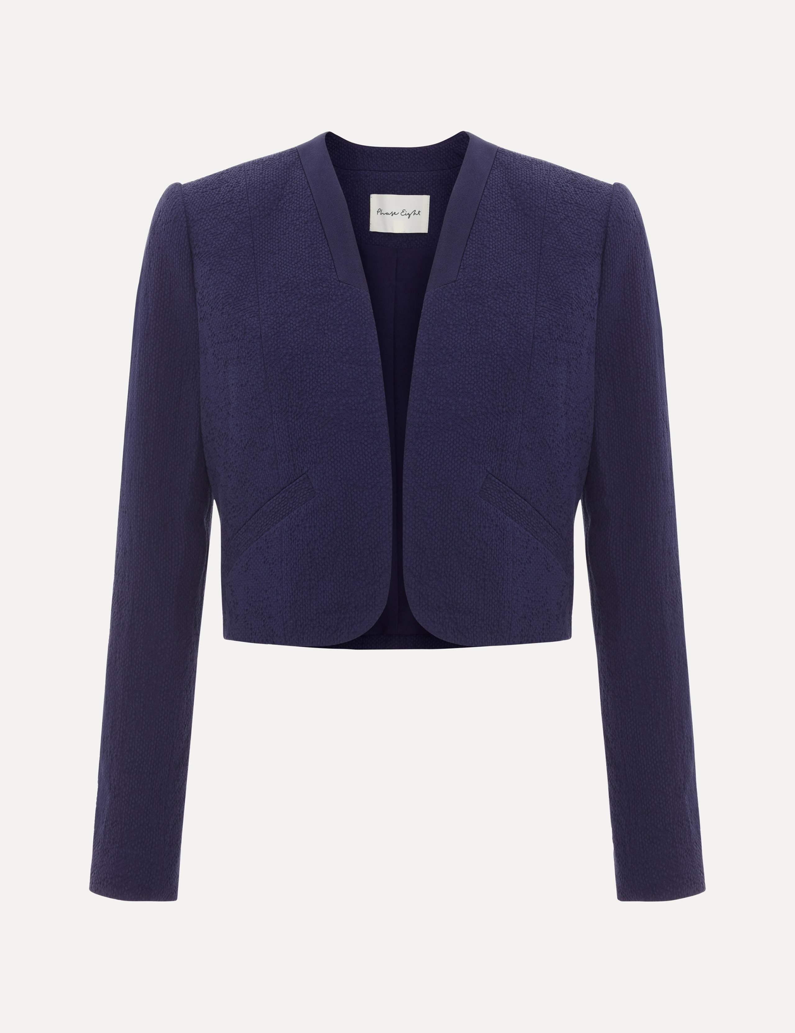 Pure Cotton Collarless Cropped Jacket 2 of 6