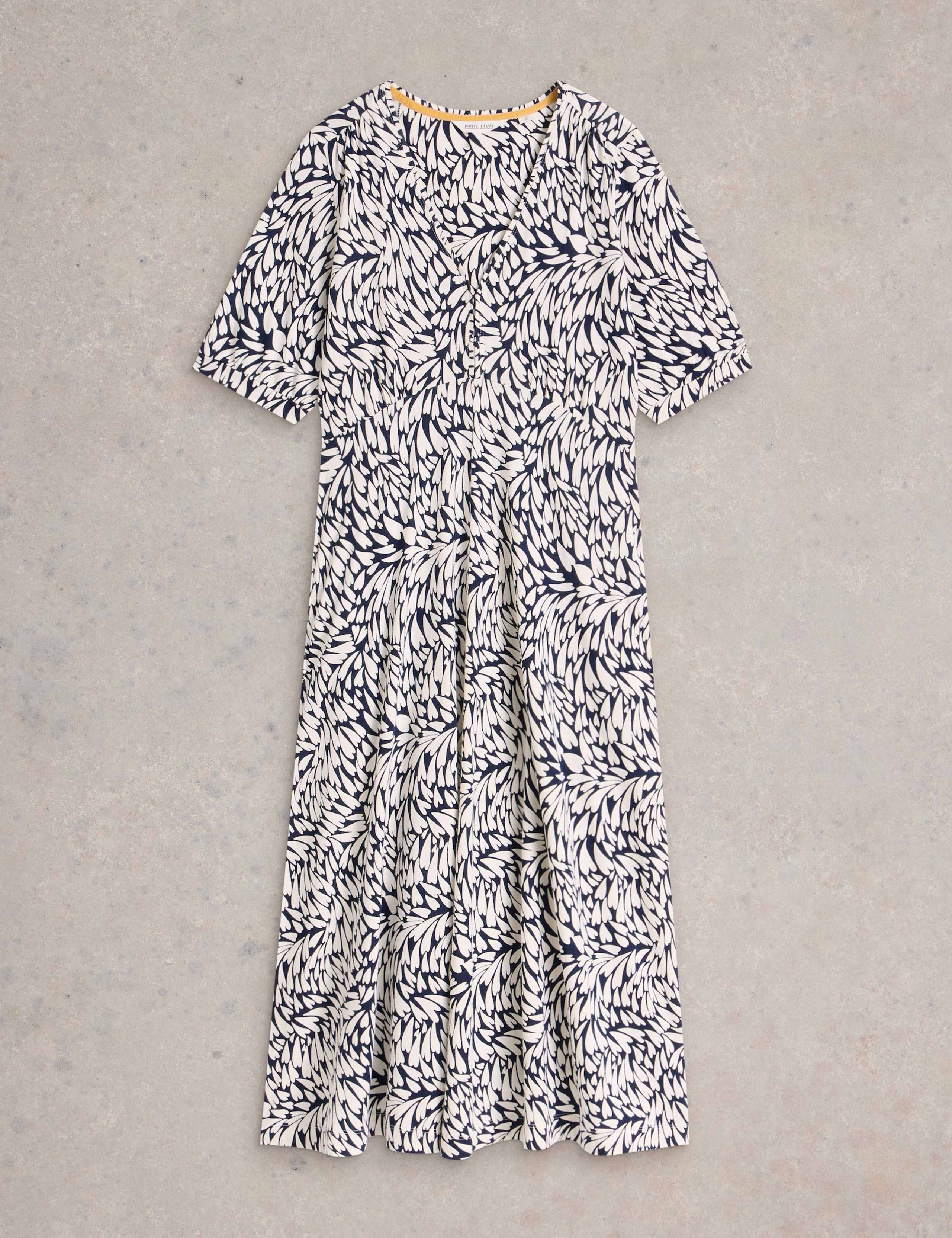 Jersey Printed V-Neck Midi Tea Dress 2 of 6