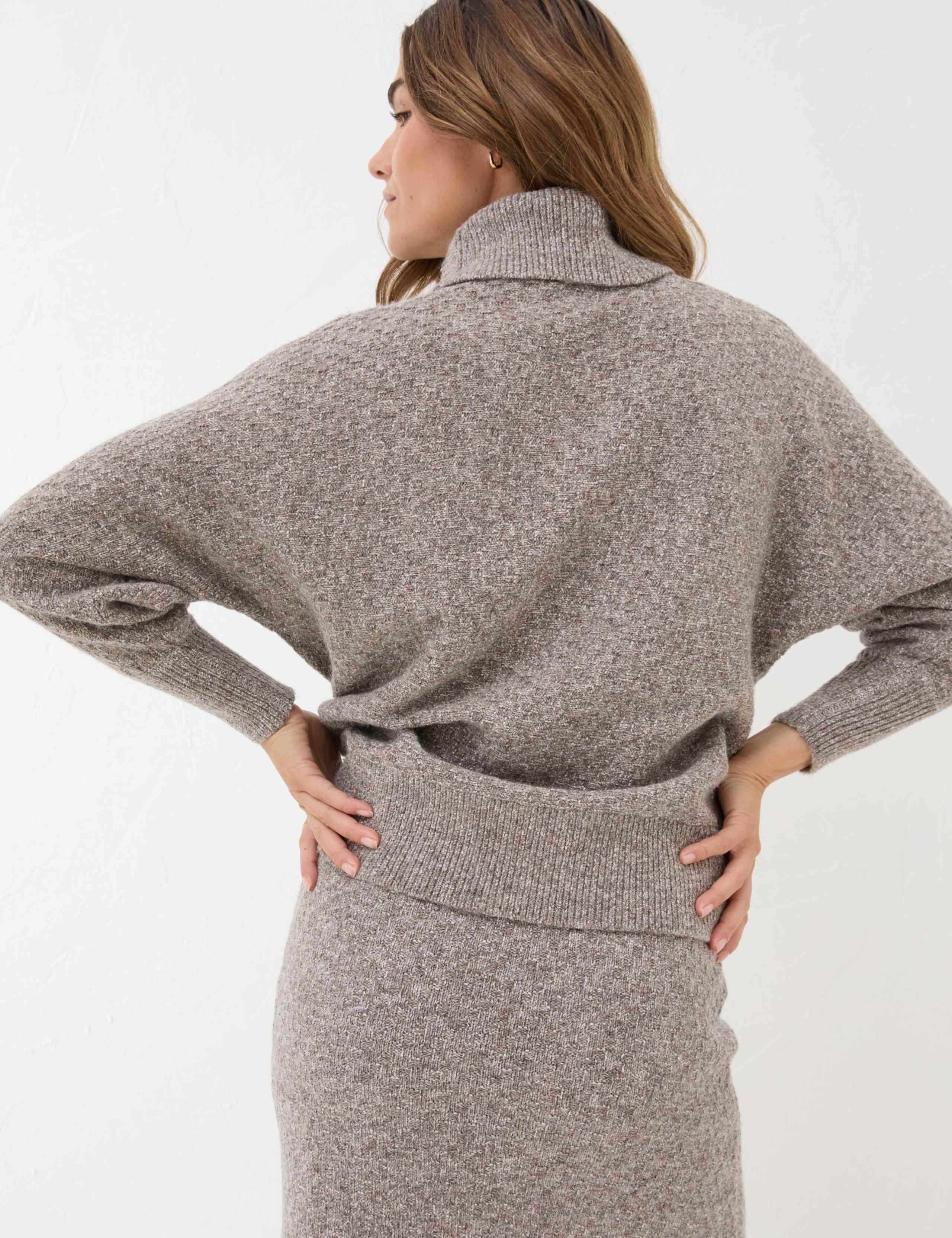 Cable Knit Roll Neck Jumper with Wool 3 of 6