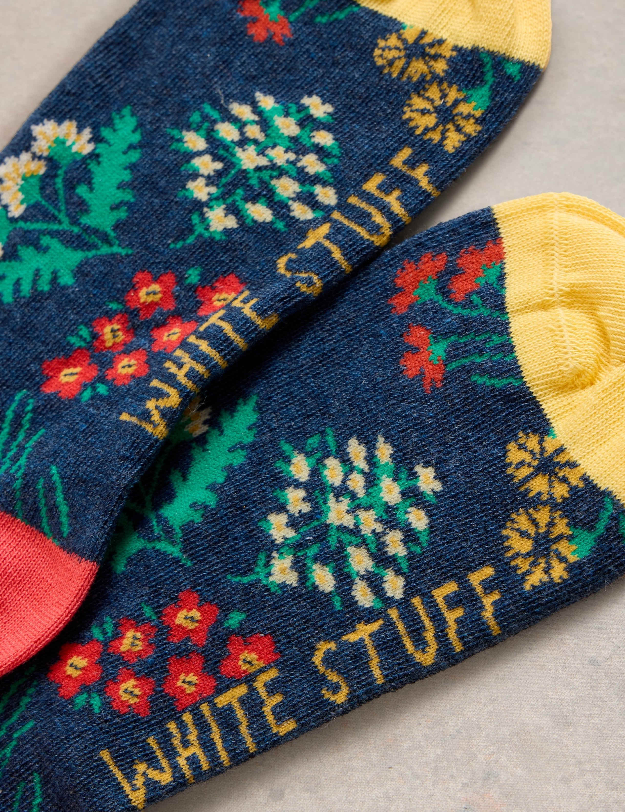 Cotton Rich Floral Ankle High Socks 2 of 2