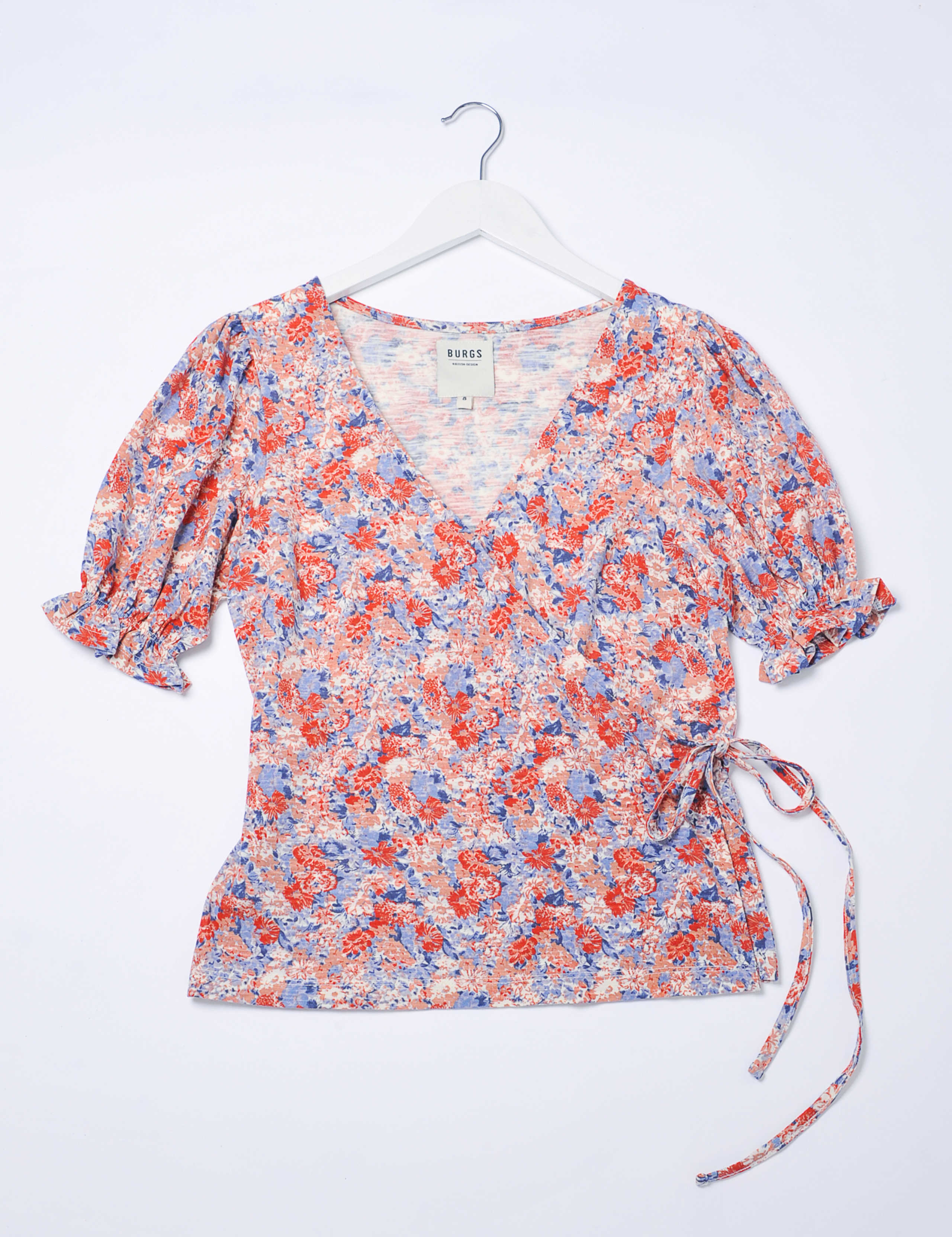 Jersey Floral Puff Sleeve Wrap Top 2 of 6
