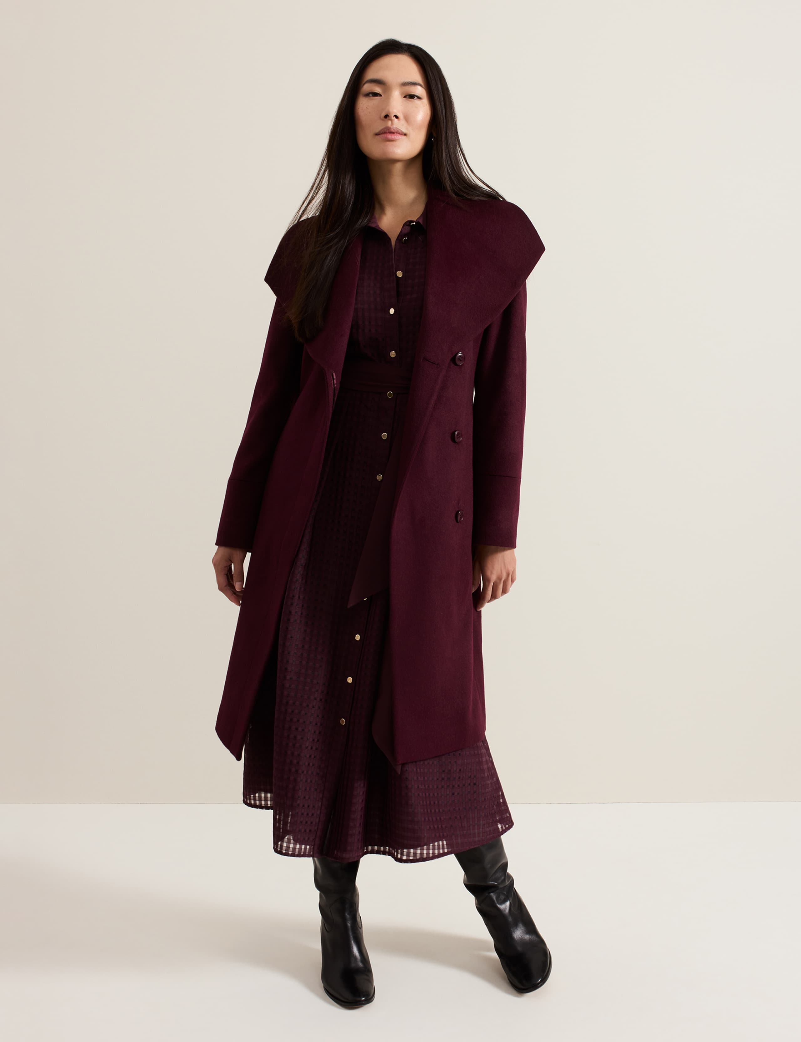 Wool Rich Belted Longline Tailored Coat 9 of 10