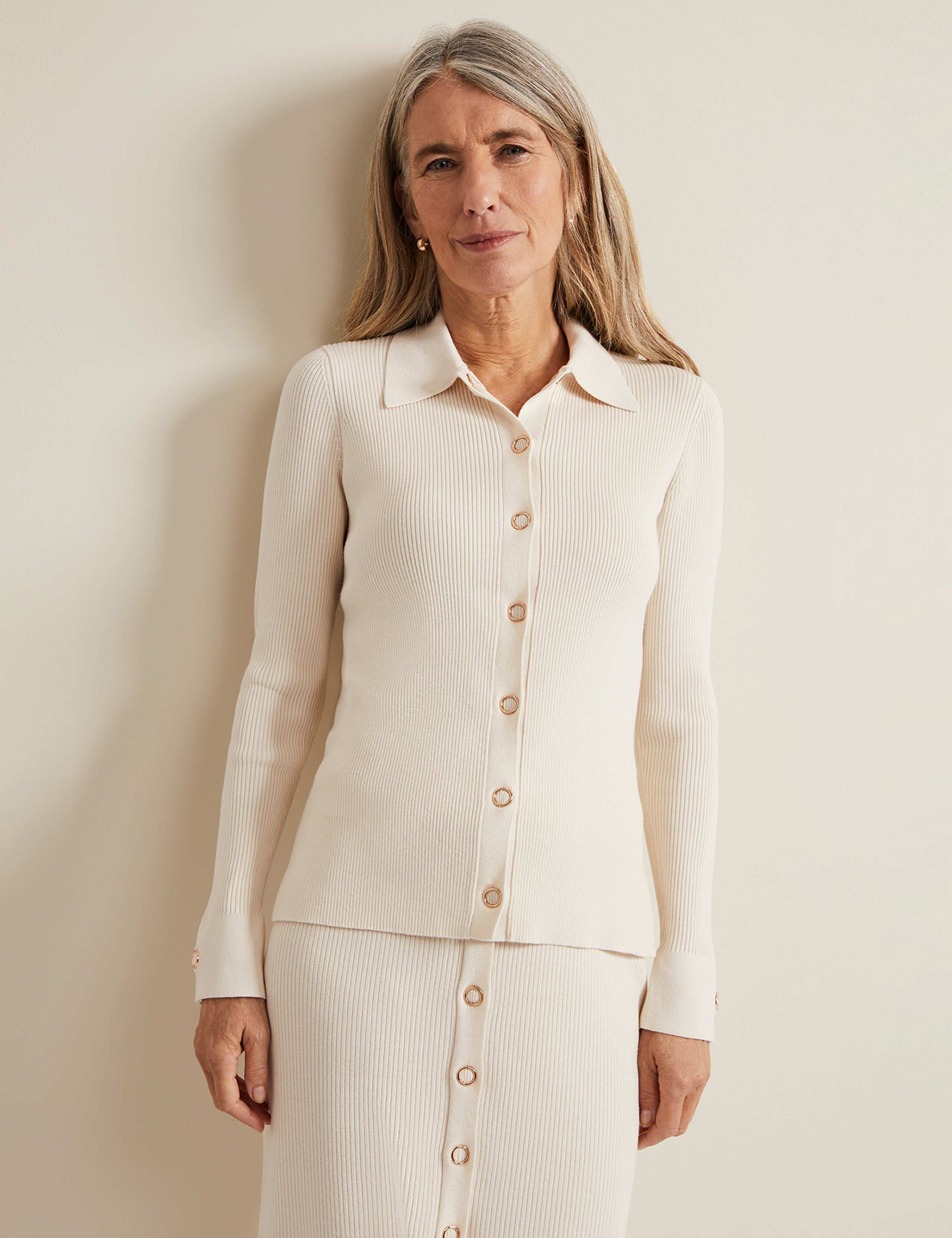 Collared Button Detail Knitted Top 1 of 7