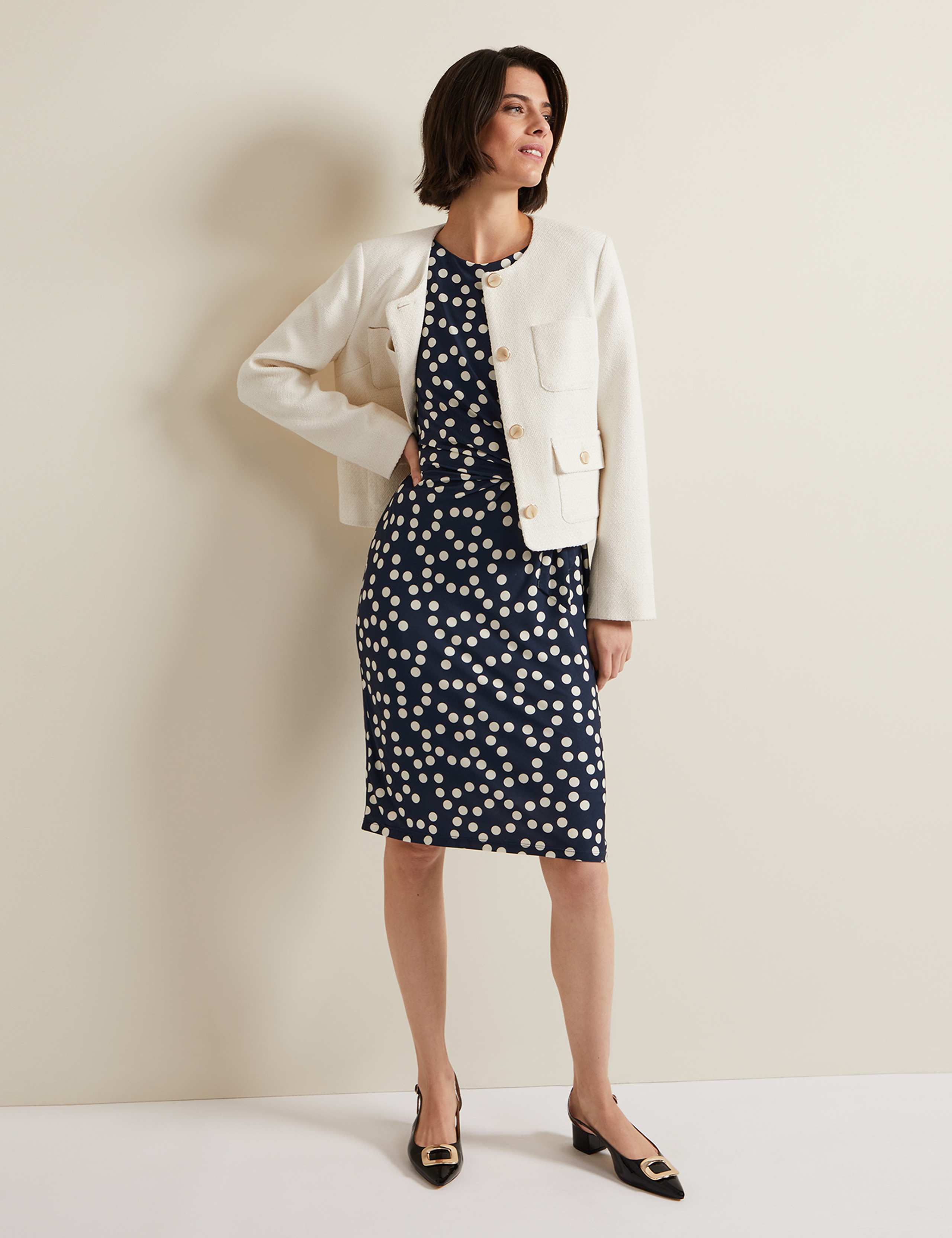 Jersey Polka Dot Midi Shift Dress 6 of 6
