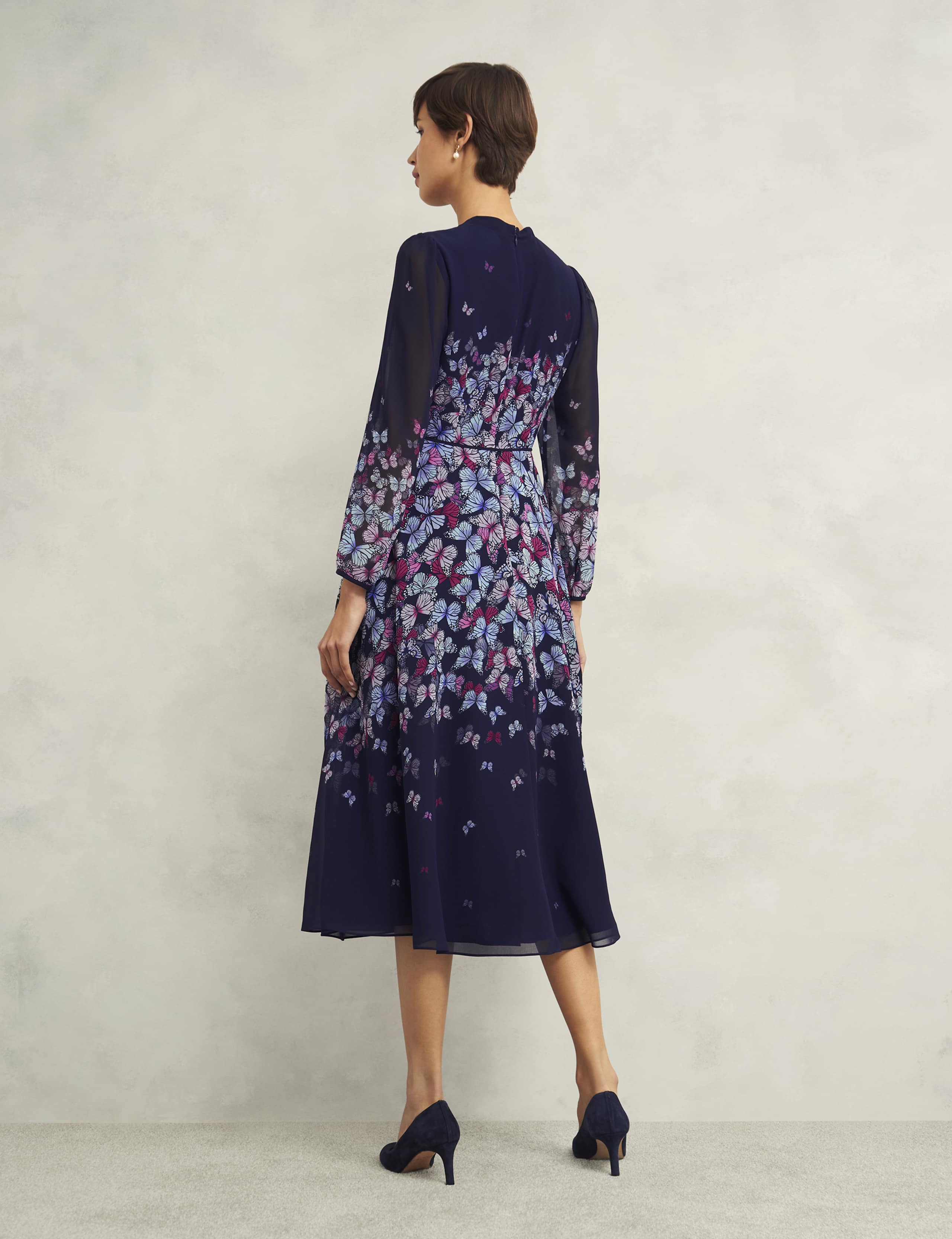 Printed V-Neck Midi Skater Dress 3 of 8