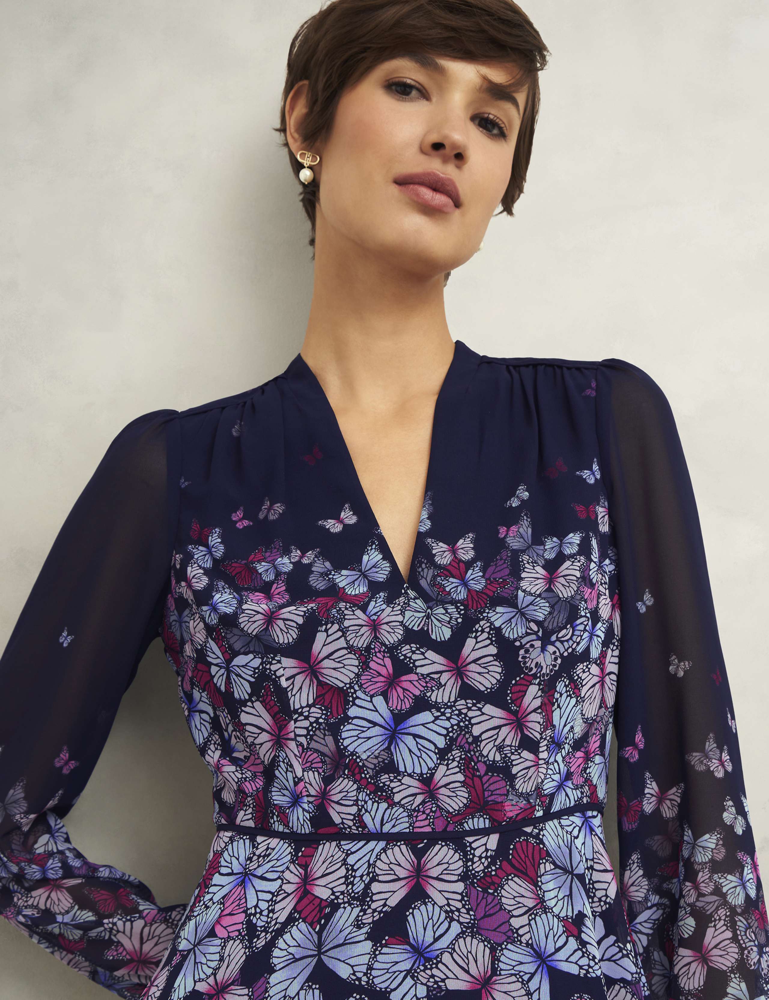 Printed V-Neck Midi Skater Dress 4 of 8