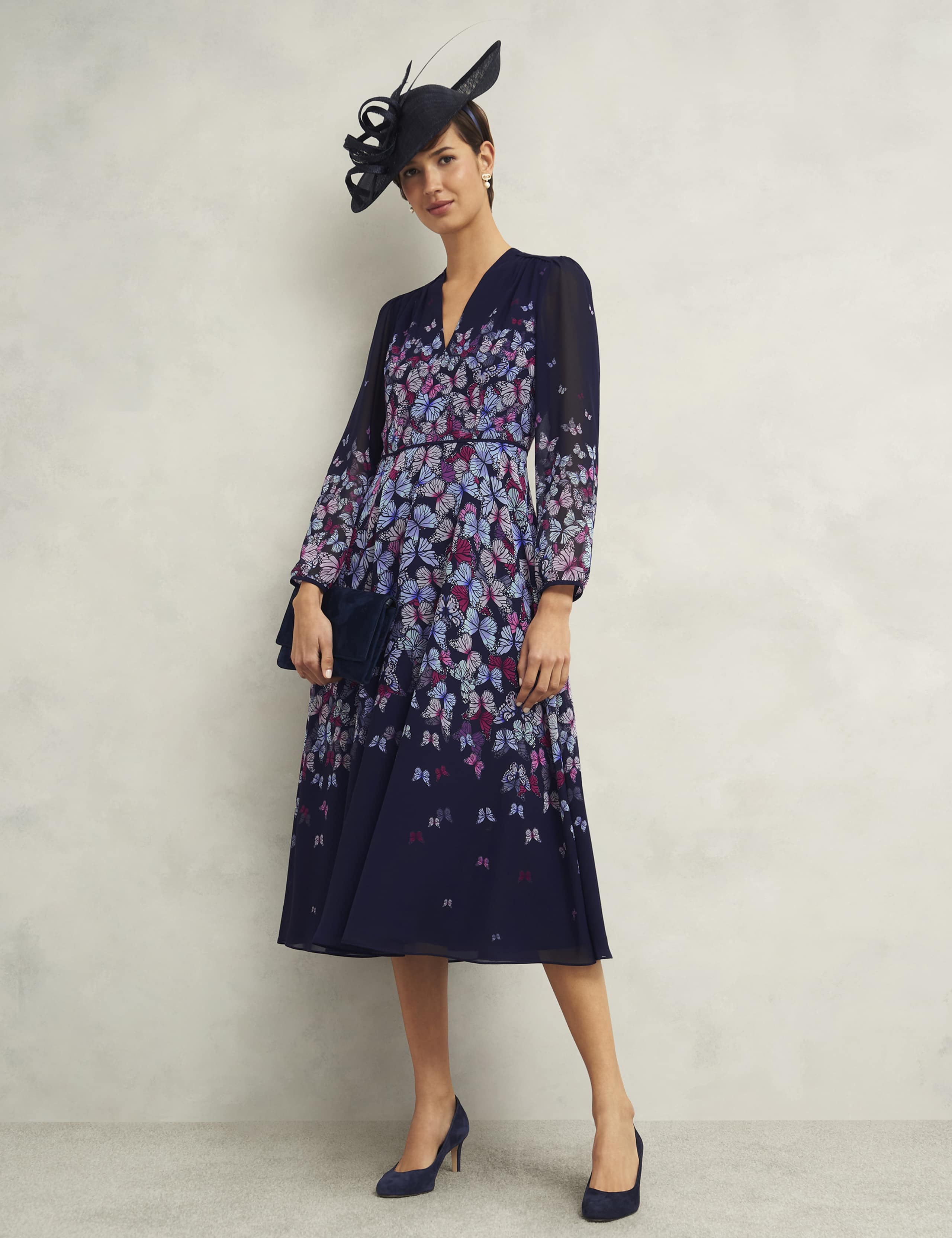 Printed V-Neck Midi Skater Dress 6 of 8
