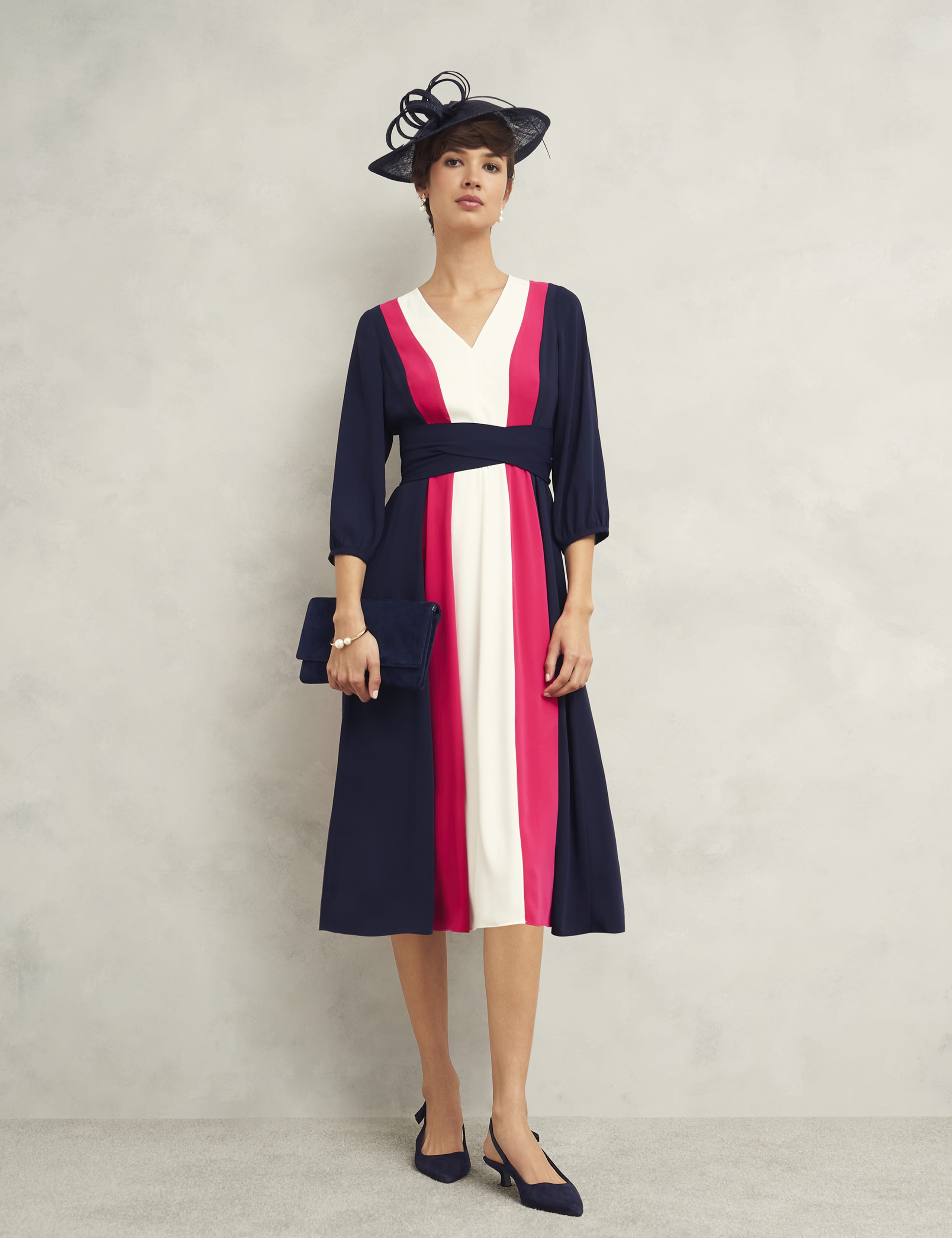Colour Block V-Neck Midi Skater Dress 6 of 7